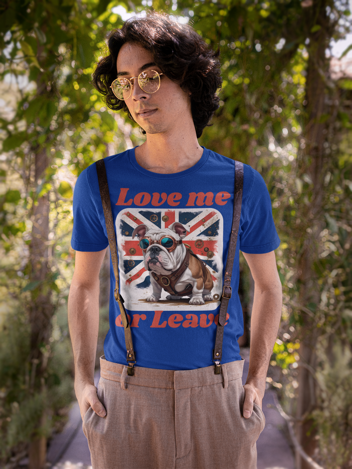 Bulldog Love me or Leave Tee, Unisex T-Shirt for Patriots and Dog Lovers, Gifts for Pet Owners, Casual Everyday Wear, British Bulldogl Lover Gift
