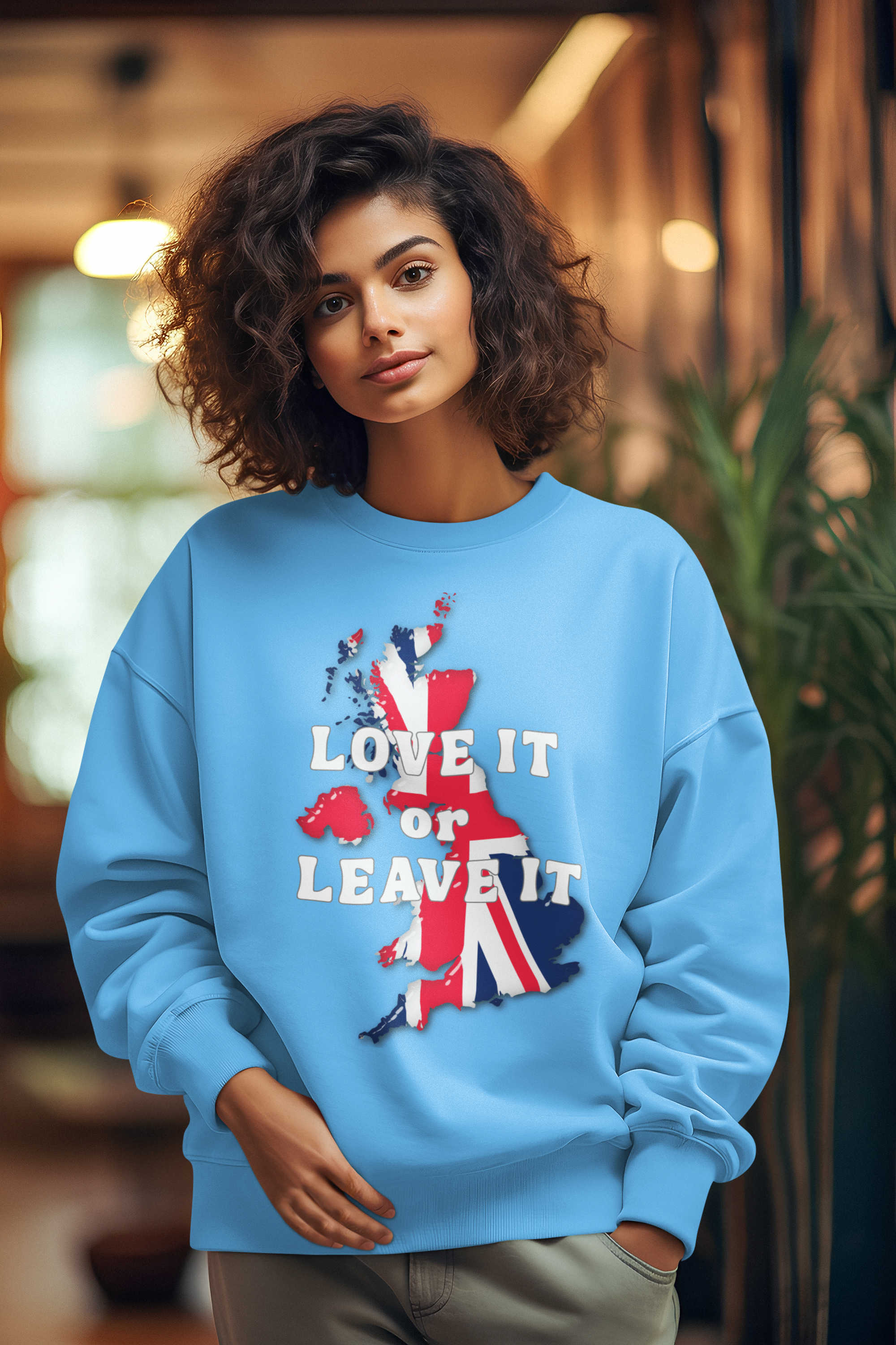 Union Jack Love It or Leave It Sweatshirt, Cozy Gift for Brits, Casual Wear, Great for Holidays, Comfortable Unisex Fashion