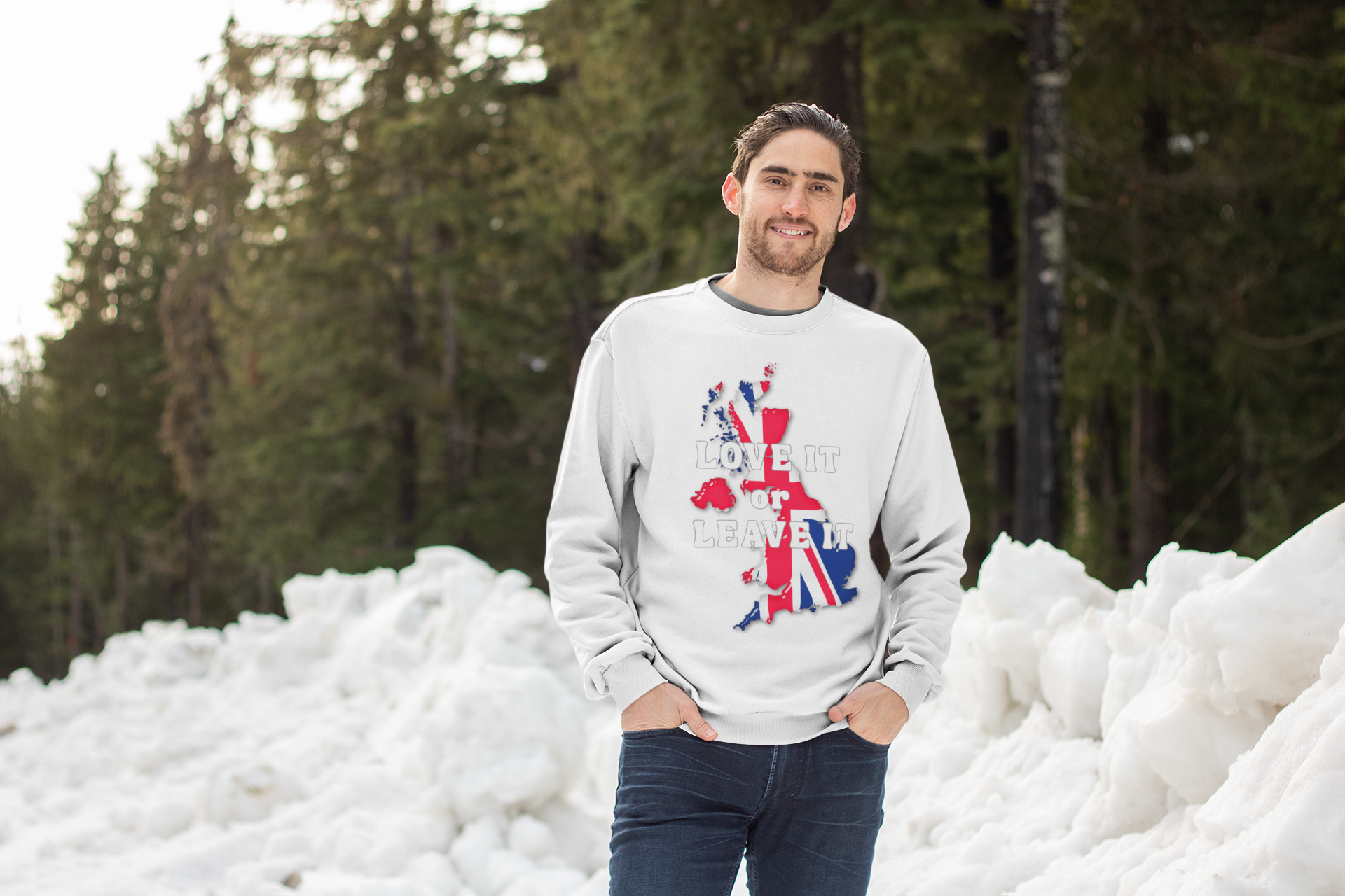 Union Jack Love It or Leave It Sweatshirt, Cozy Gift for Brits, Casual Wear, Great for Holidays, Comfortable Unisex Fashion