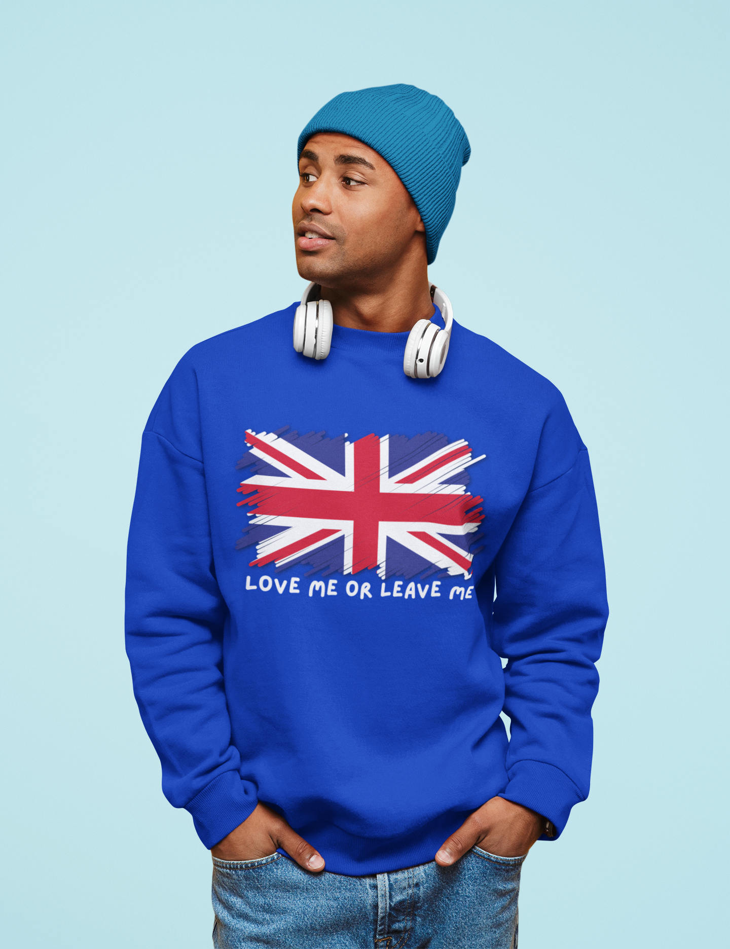 Union Jack Sweatshirt - Love Me or Leave Me, UK Pride Gift, Cozy Casual Wear, Unisex Fashion, Great for Travel