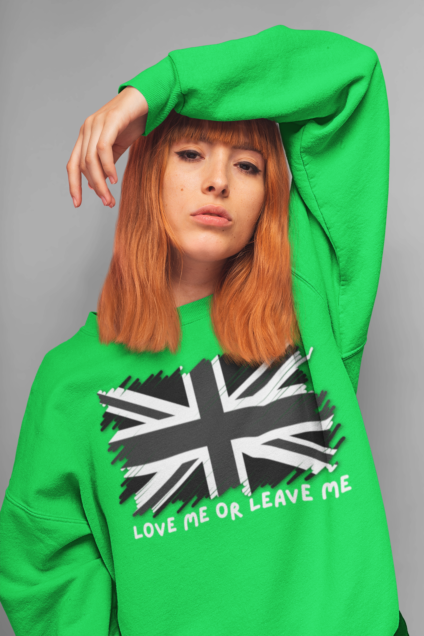 Union Jack Love Sweatshirt, Cozy Sweater, Gift for Him/Her, Casual Outfit, British Flag Apparel, Perfect for Travel