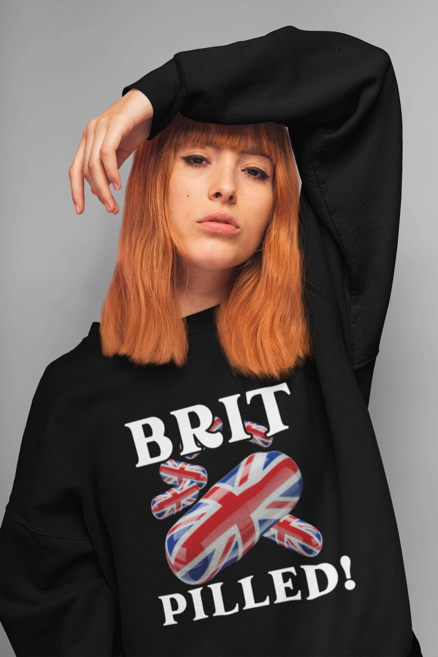 Unisex Sweatshirt with British Flag Design | Brit Pilled | Casual Wear, Unique Gift, Travel Souvenir, Statement Clothing