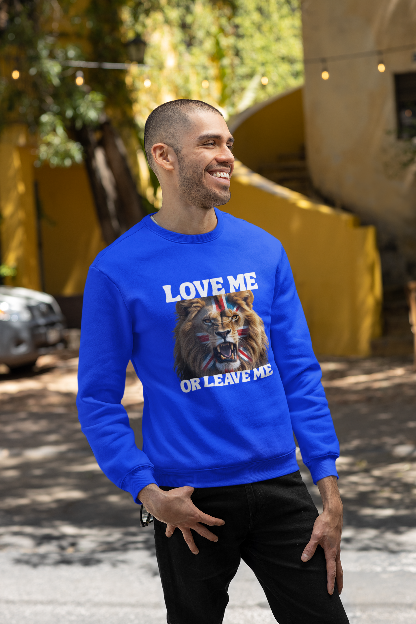 Fierce Patriotic Lion Sweatshirt - Unisex, Love Me or Leave Me, Streetwear, Gift for Animal Lovers, Casual Outfit