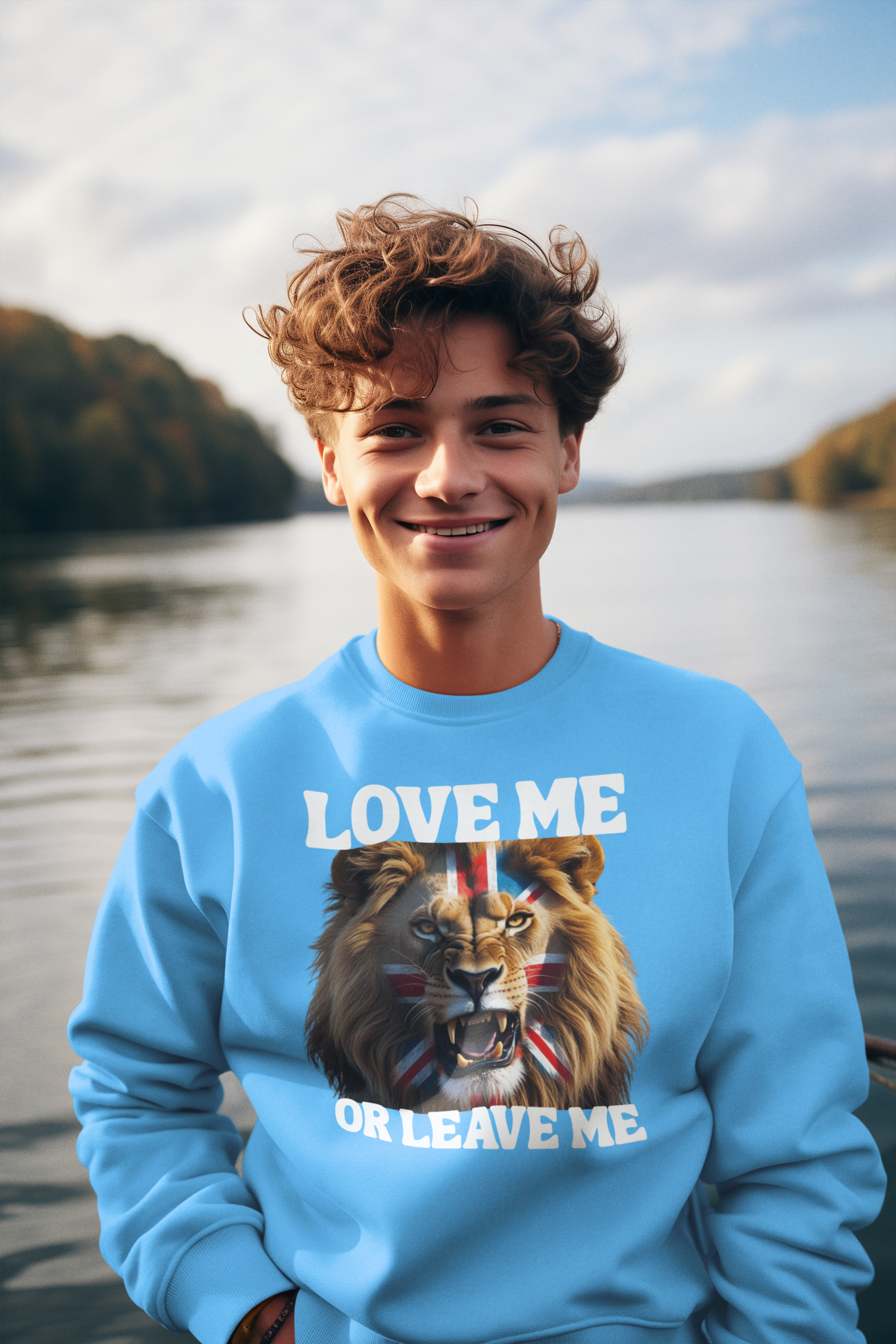 Fierce Patriotic Lion Sweatshirt - Unisex, Love Me or Leave Me, Streetwear, Gift for Animal Lovers, Casual Outfit