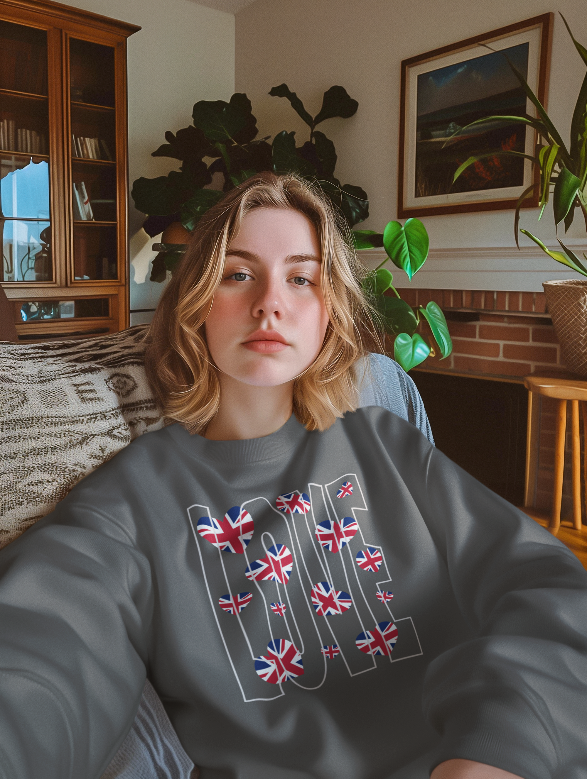 Patriotic Heart Sweatshirt, Cozy Unisex Pullover, British Flag Apparel, Gift for Travelers, Perfect for Holidays, Casual Everyday Wear