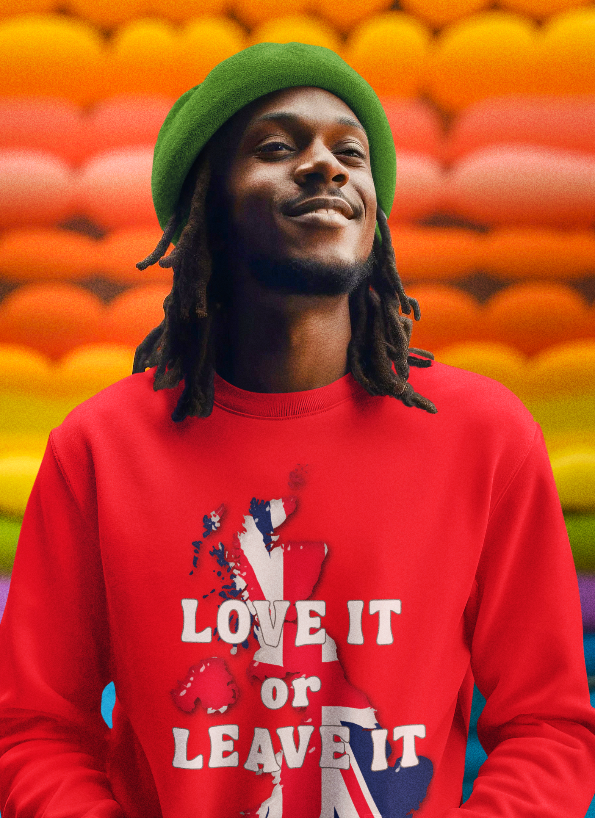 Union Jack Love It or Leave It Sweatshirt, Cozy Gift for Brits, Casual Wear, Great for Holidays, Comfortable Unisex Fashion