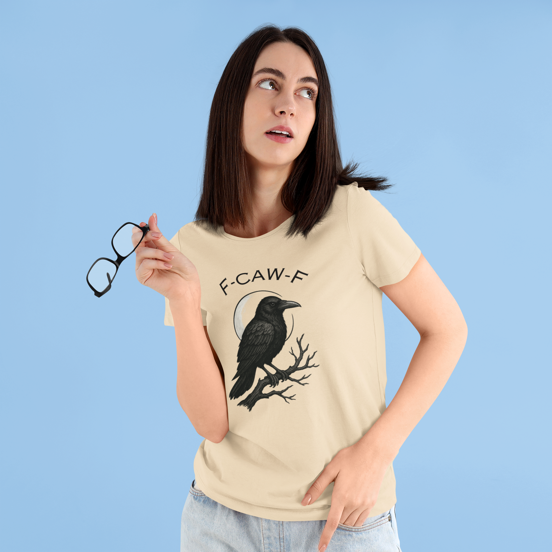 Caw-F Unisex Cotton Tee, Raven Shirt, Bird Lover Gift, Halloween Apparel, Nature T-Shirt, Unique Graphic Tee