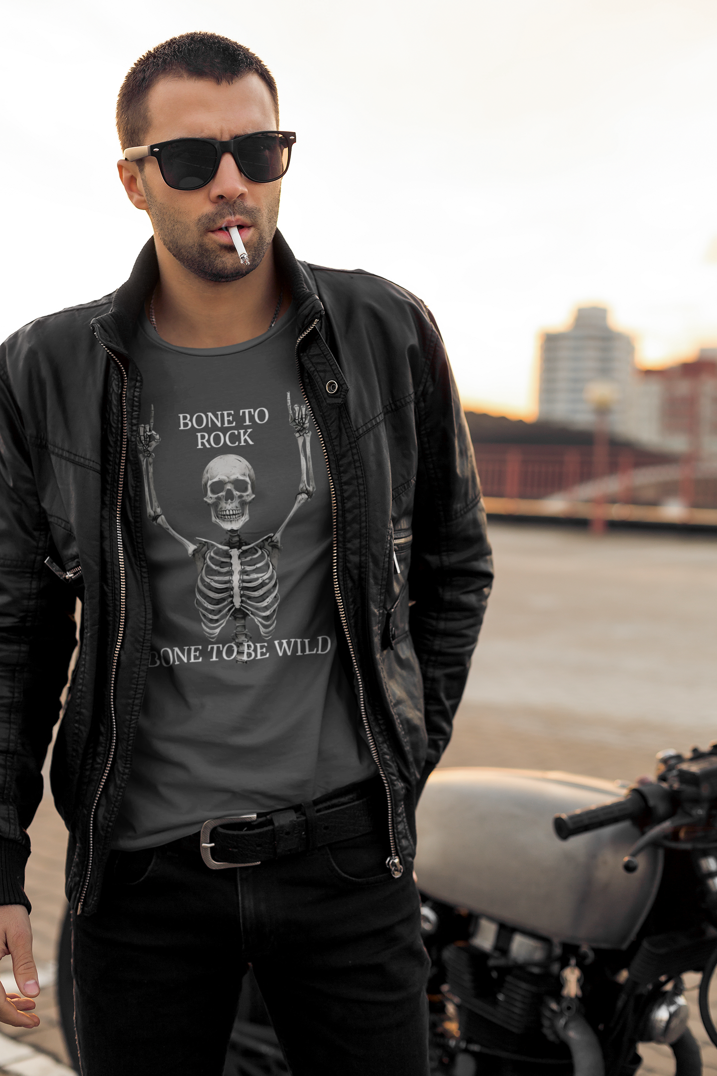 Bone to Rock T-Shirt - Unisex Skull Graphic Tee, Halloween Costume, Music Lover Gift, Fun Party Wear, Casual Outfit