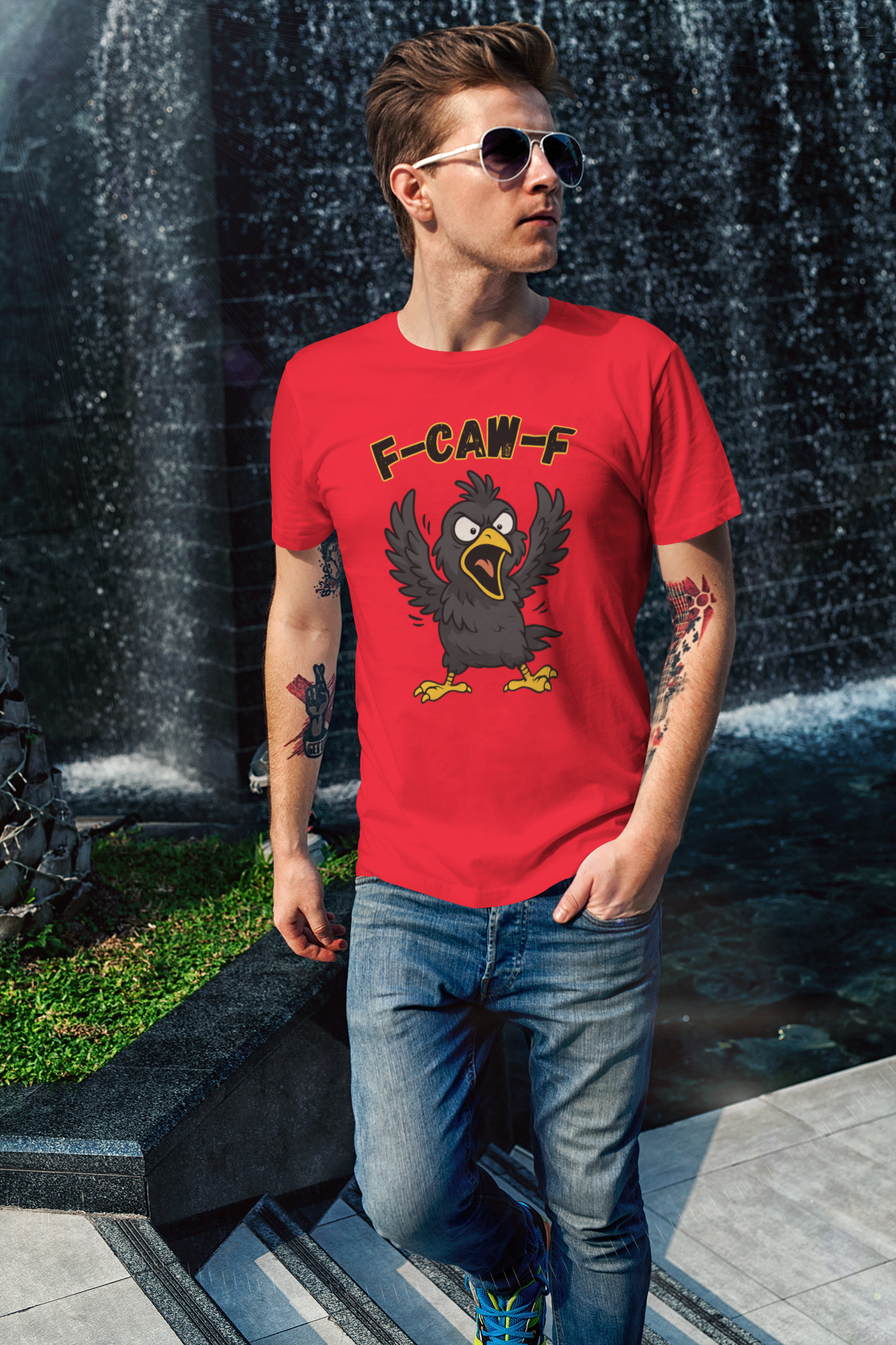 F-Caw-F Unisex Heavy Cotton Tee, Funny Graphic Shirt, Casual Wear, Unique Gift, Bird Lover Apparel