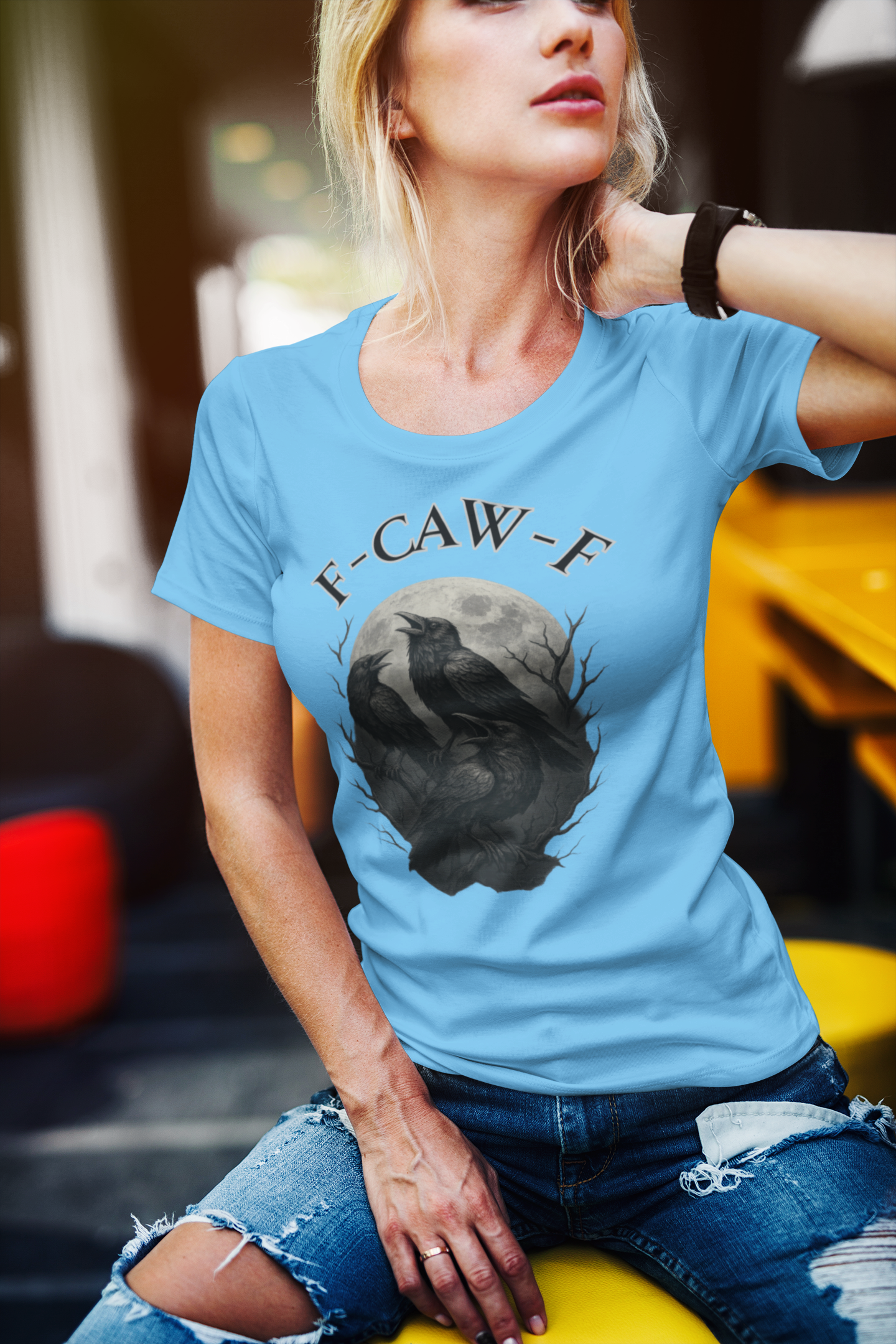 F-Caw-F Raven Graphic T-Shirt, Unisex Softstyle Tee, Gothic Apparel, Halloween, Wearable Art, Gift for Bird Lovers, Casual Style