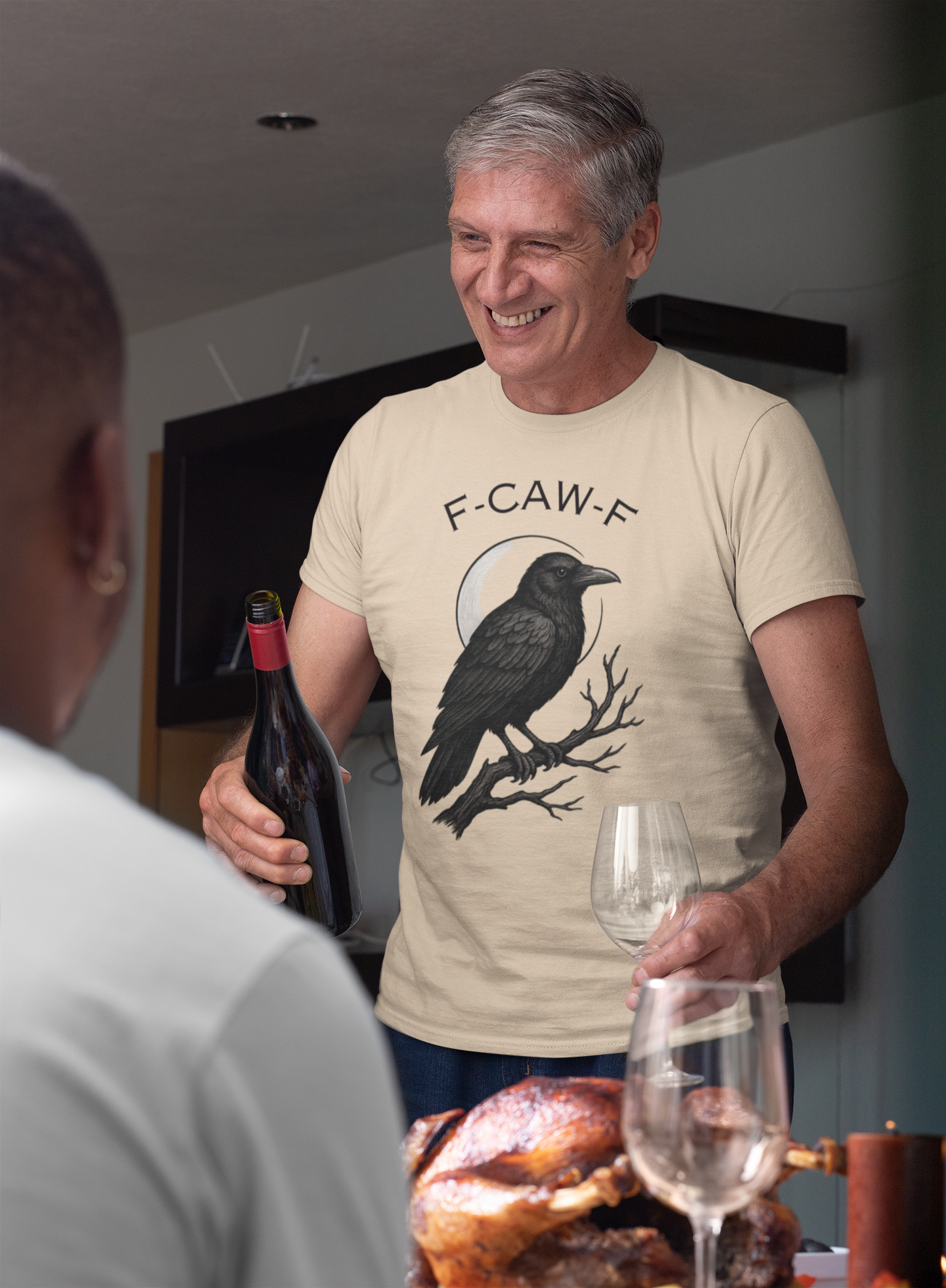 Caw-F Unisex Cotton Tee, Raven Shirt, Bird Lover Gift, Halloween Apparel, Nature T-Shirt, Unique Graphic Tee