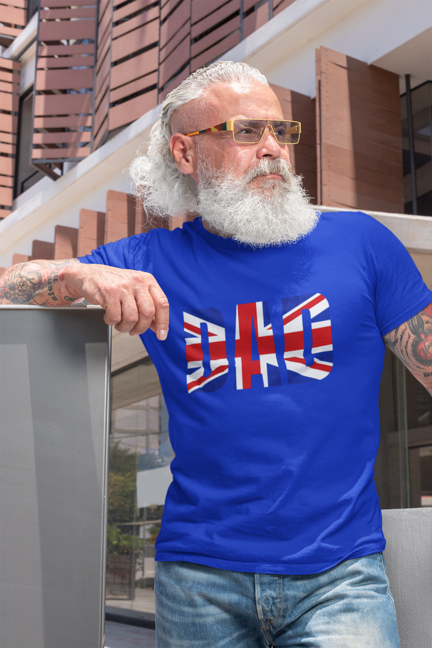 British Flag Dad Tee - Perfect for Father's Day, Casual Wear, Gifts for Dads, Patriotic Fashion, Family Outings