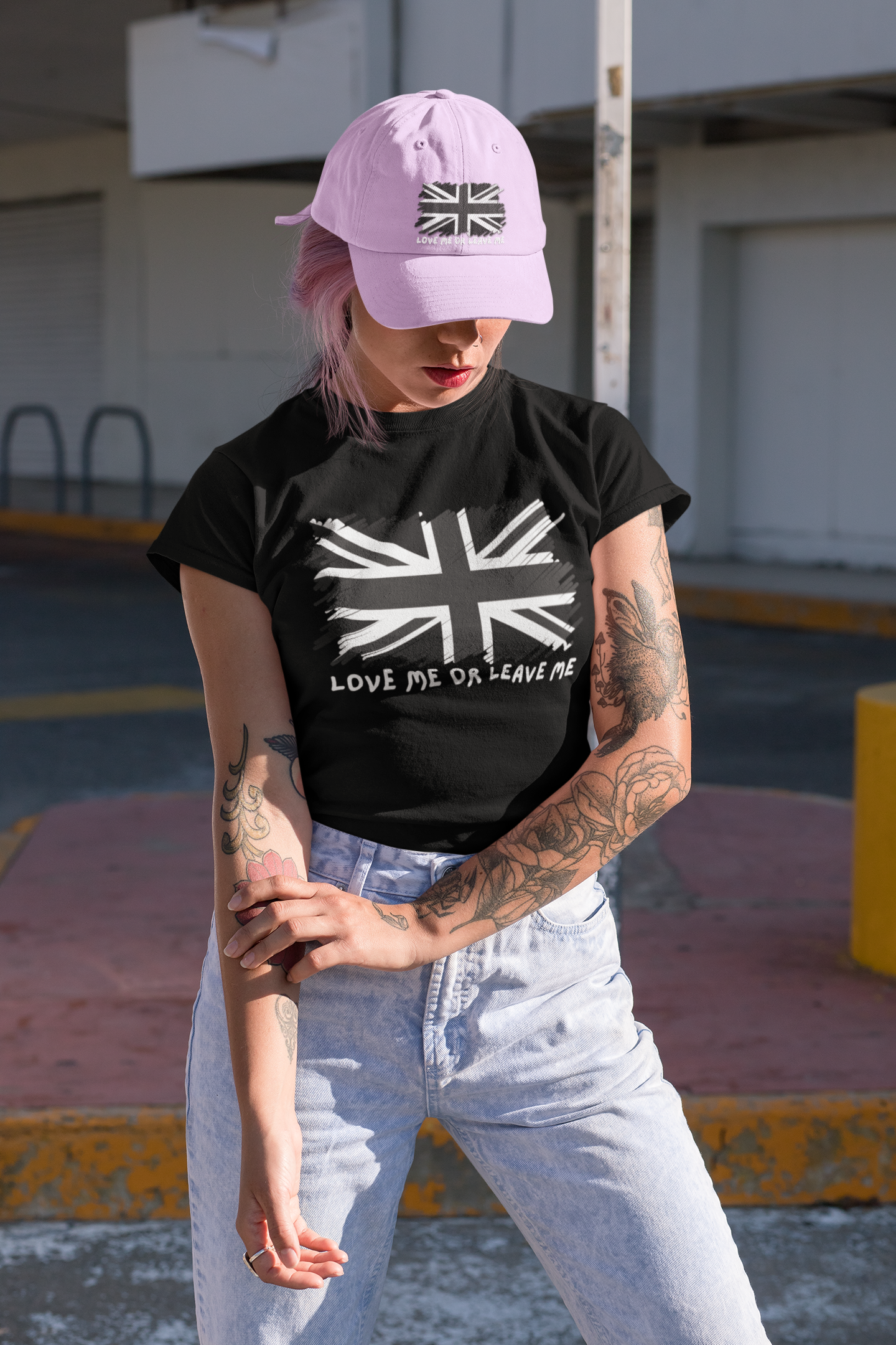 Embroidered Umion Jack Love Me or leave me Patriotic cap
