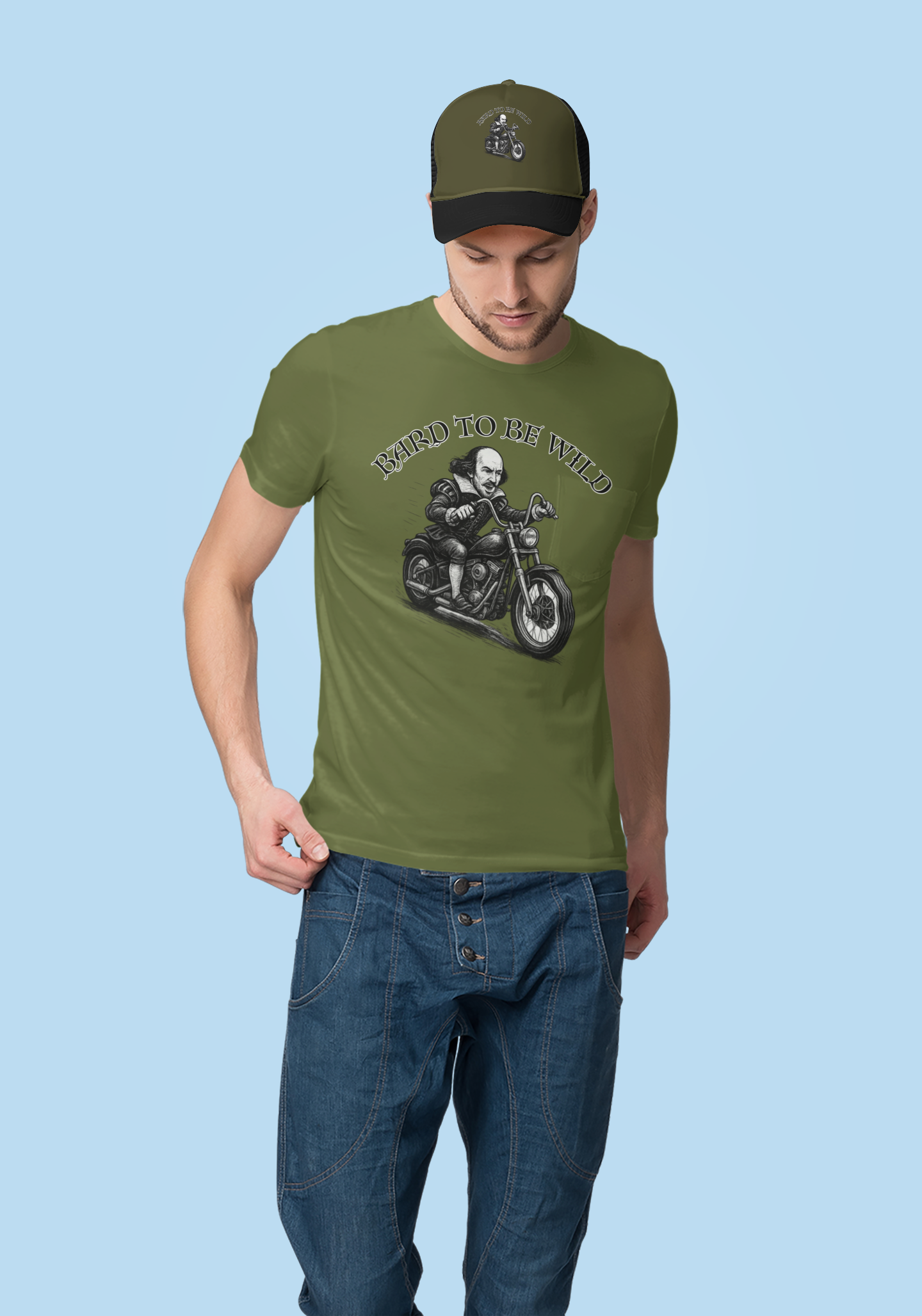 Bard to Be Wild Unisex Heavy Cotton Tee, Funny Motorcycle Shirt, Biker Tee, Gift for Dad, Casual Wear