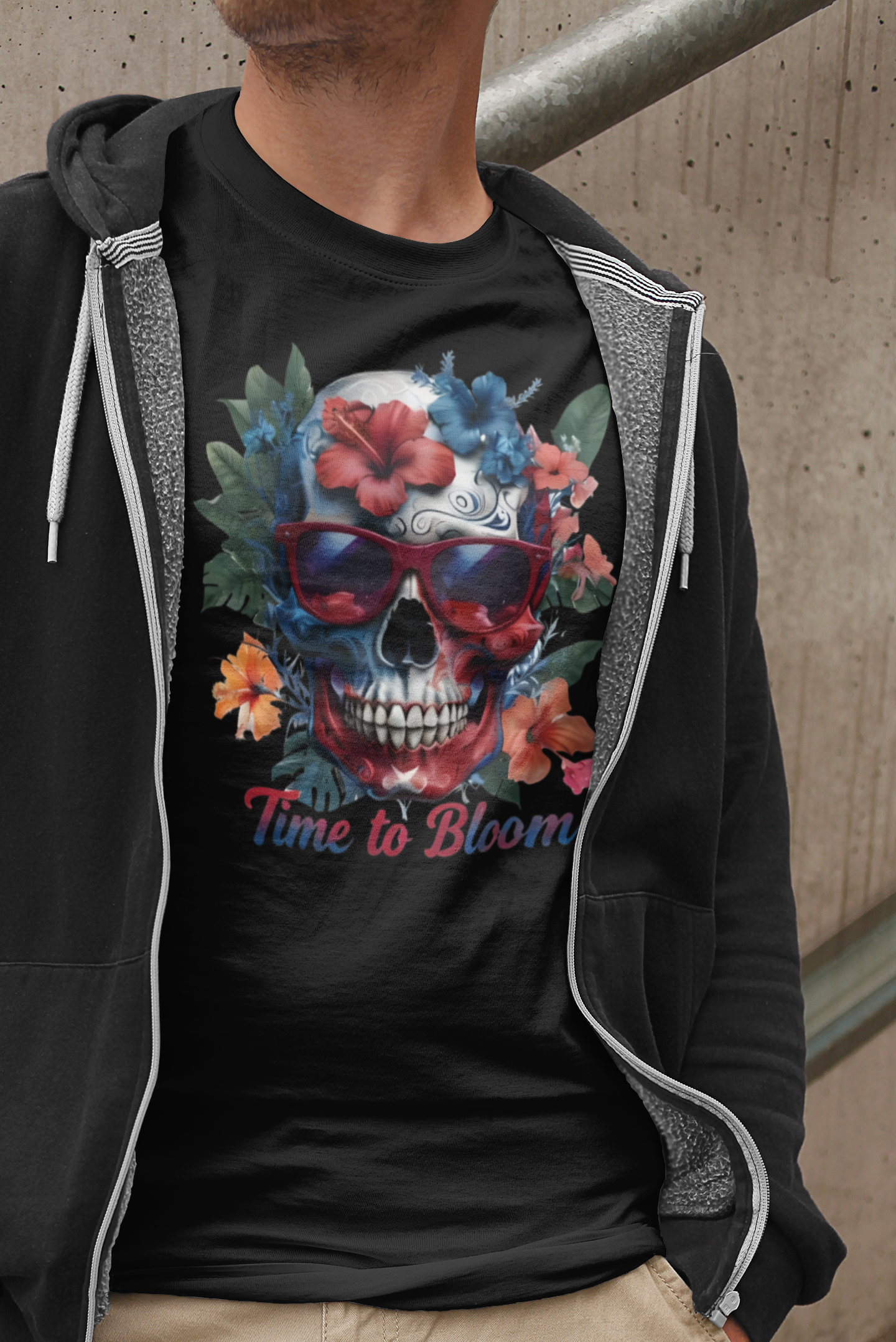 Skull Floral Tee - Time to Bloom, Unisex T-Shirt, Graphic Tee, Gift for Flower Lovers, Vintage Style Apparel