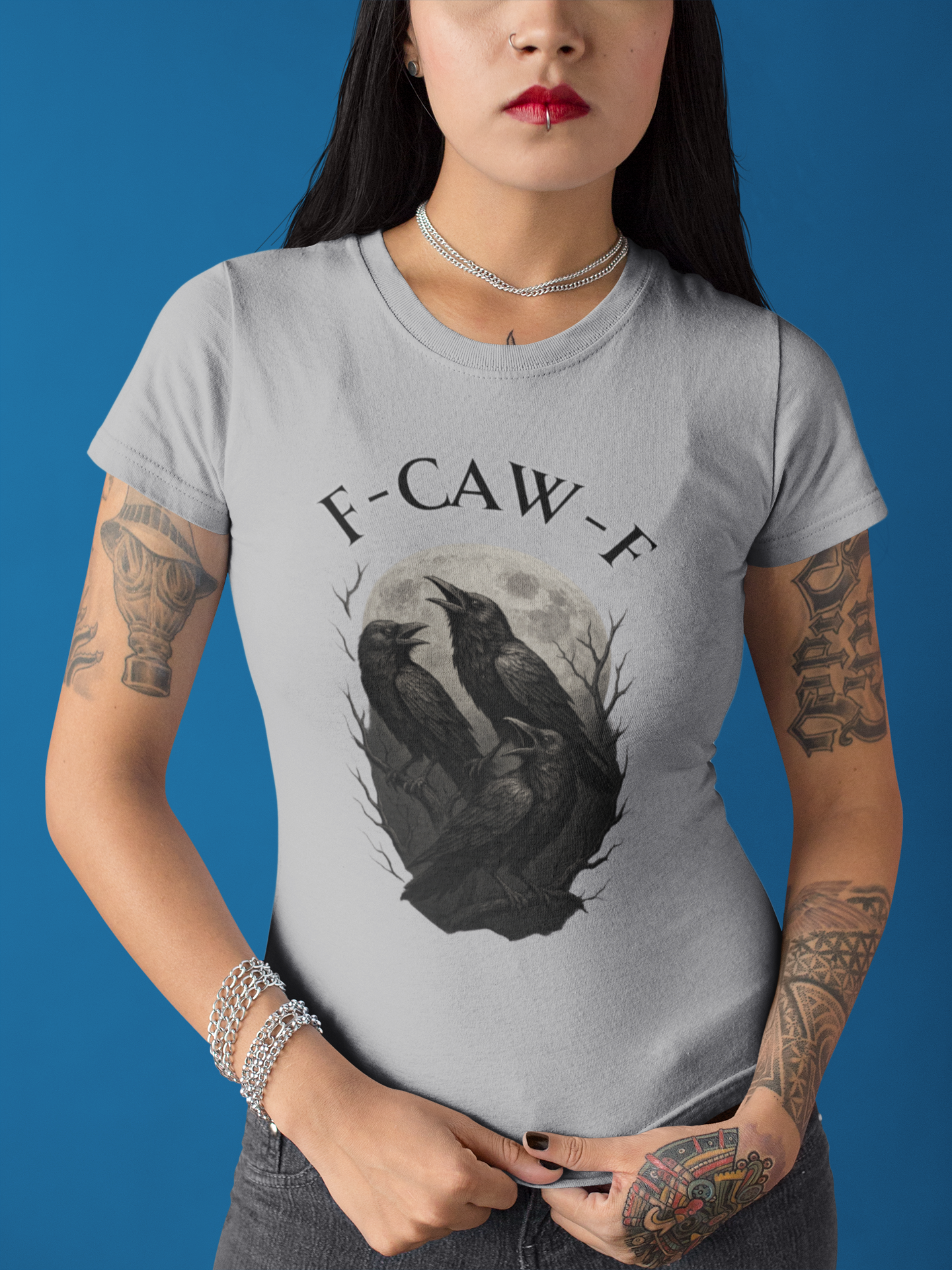 F-Caw-F Raven Graphic T-Shirt, Unisex Softstyle Tee, Gothic Apparel, Halloween, Wearable Art, Gift for Bird Lovers, Casual Style