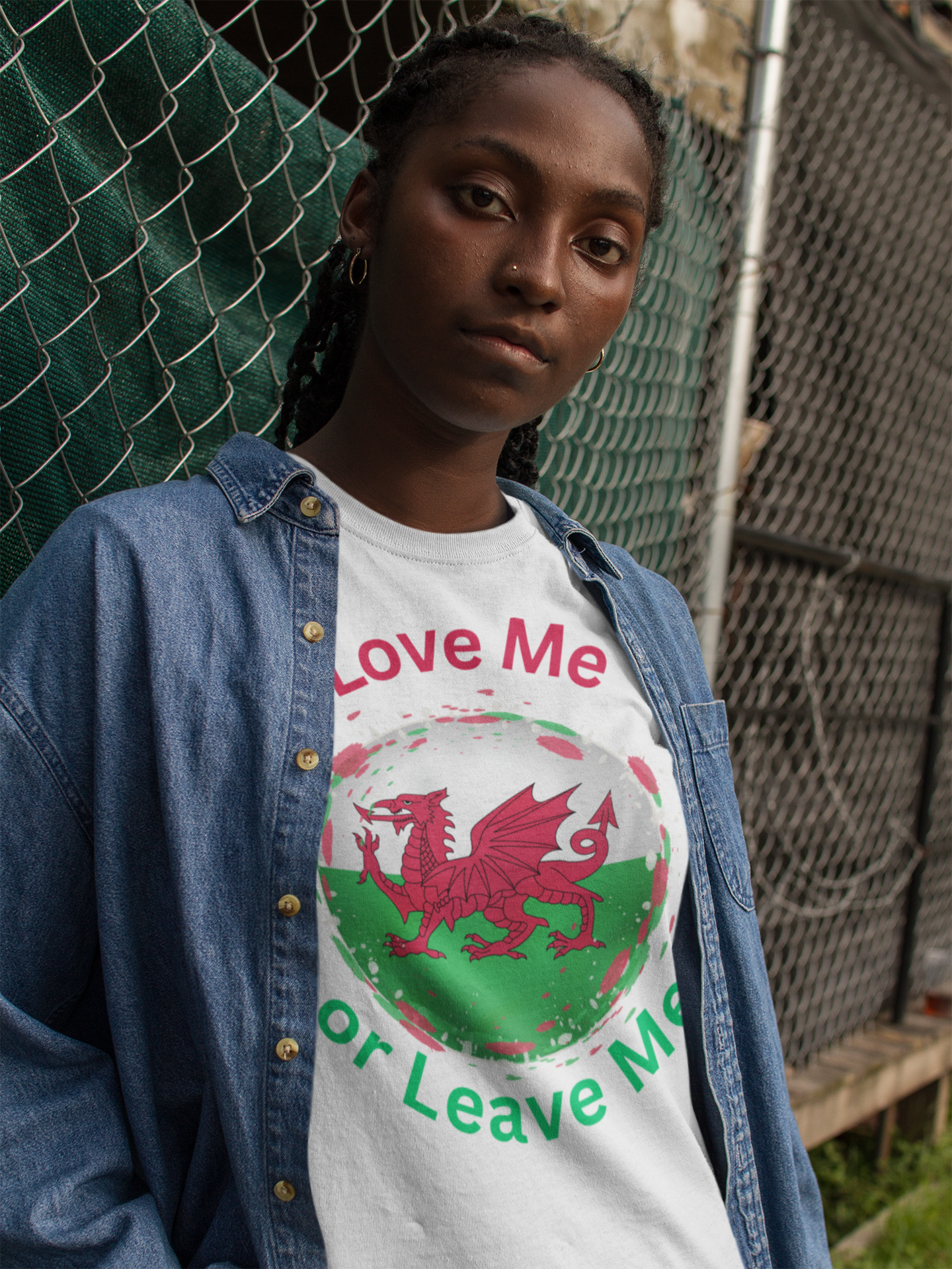 Love Me or Leave Me Welsh Dragon V-Neck Tee, Unisex Shirt for Celebrations, Gift for Wales Fans, Casual Wear, Unique Tees