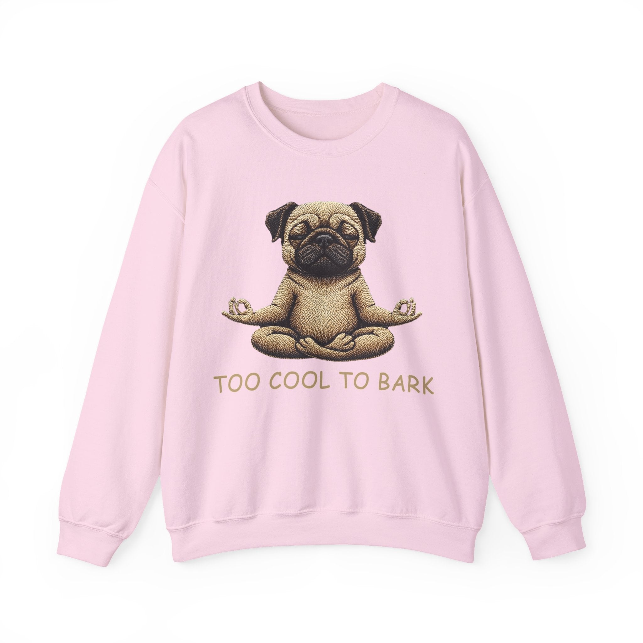 Pug Yoga Sweatshirt – "Too Cool to Bark" Cozy Crewneck