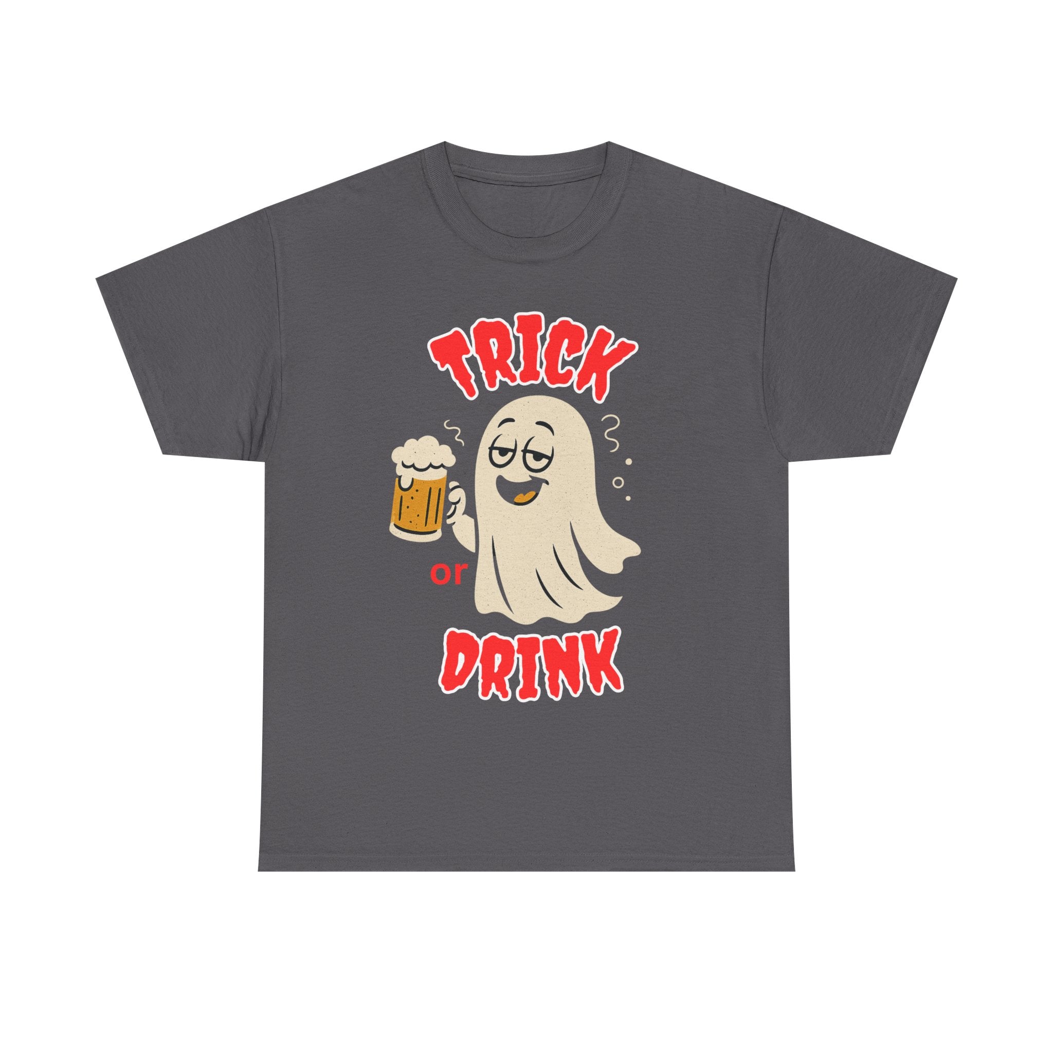 Halloween Ghost Tee - Trick or Drink Unisex Heavy Cotton T-Shirt, Funny Halloween Shirt, Halloween Party Wear, Ghost Lover Tee