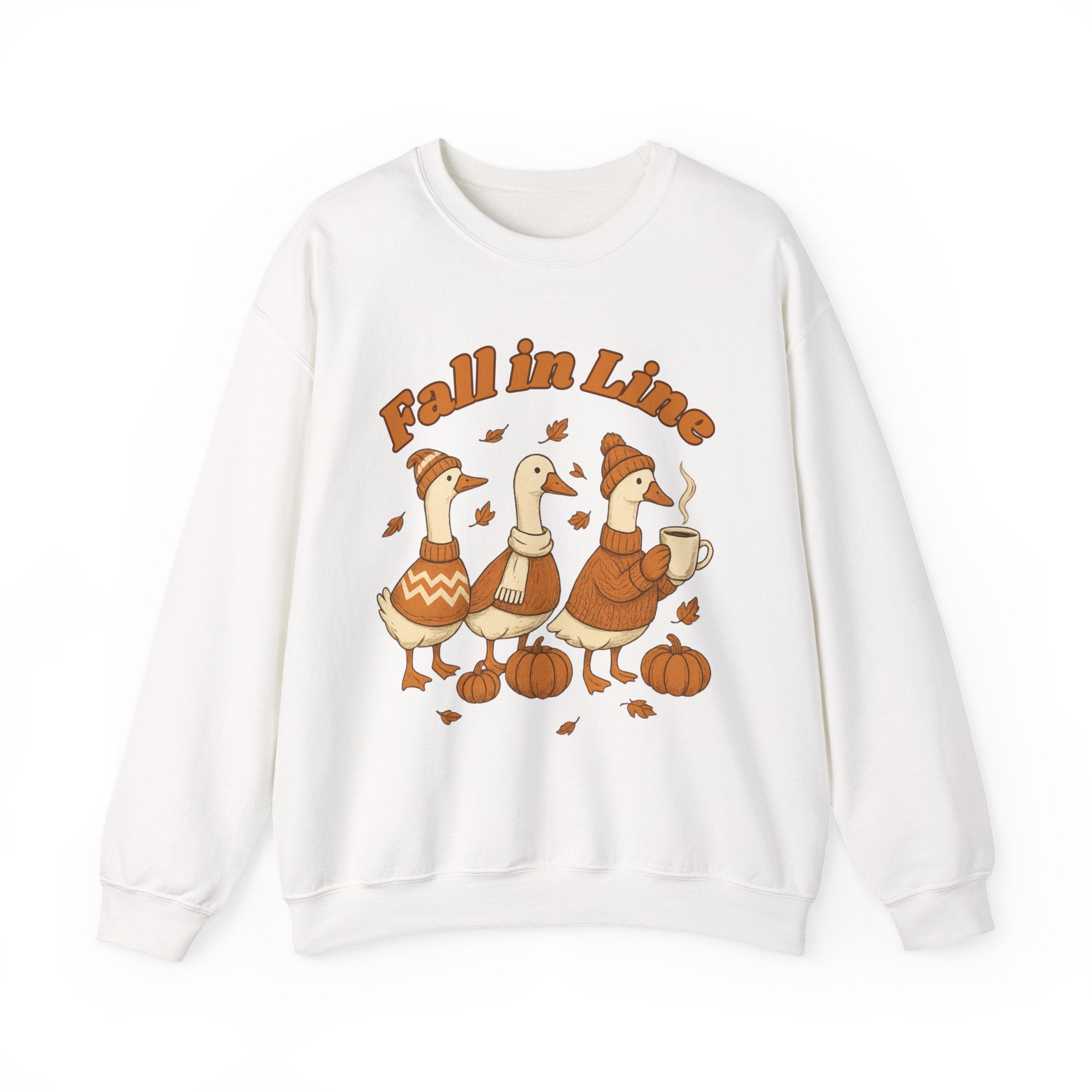 Autumn Vibes Crewneck Sweatshirt - 'Fall in Line' Goose Design