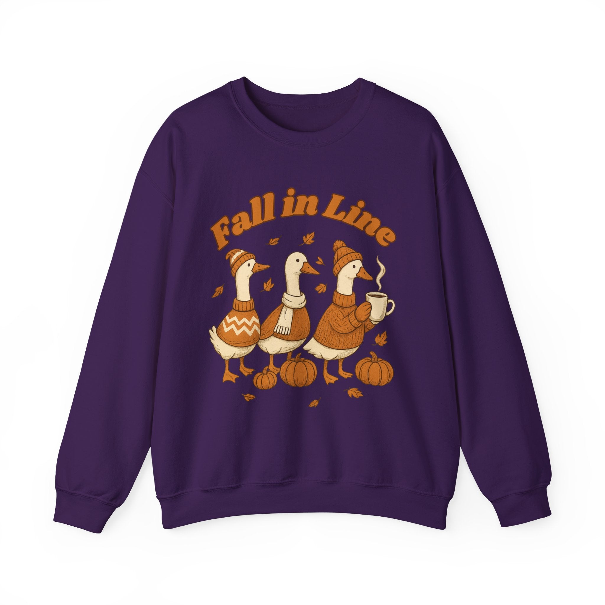 Autumn Vibes Crewneck Sweatshirt - 'Fall in Line' Goose Design