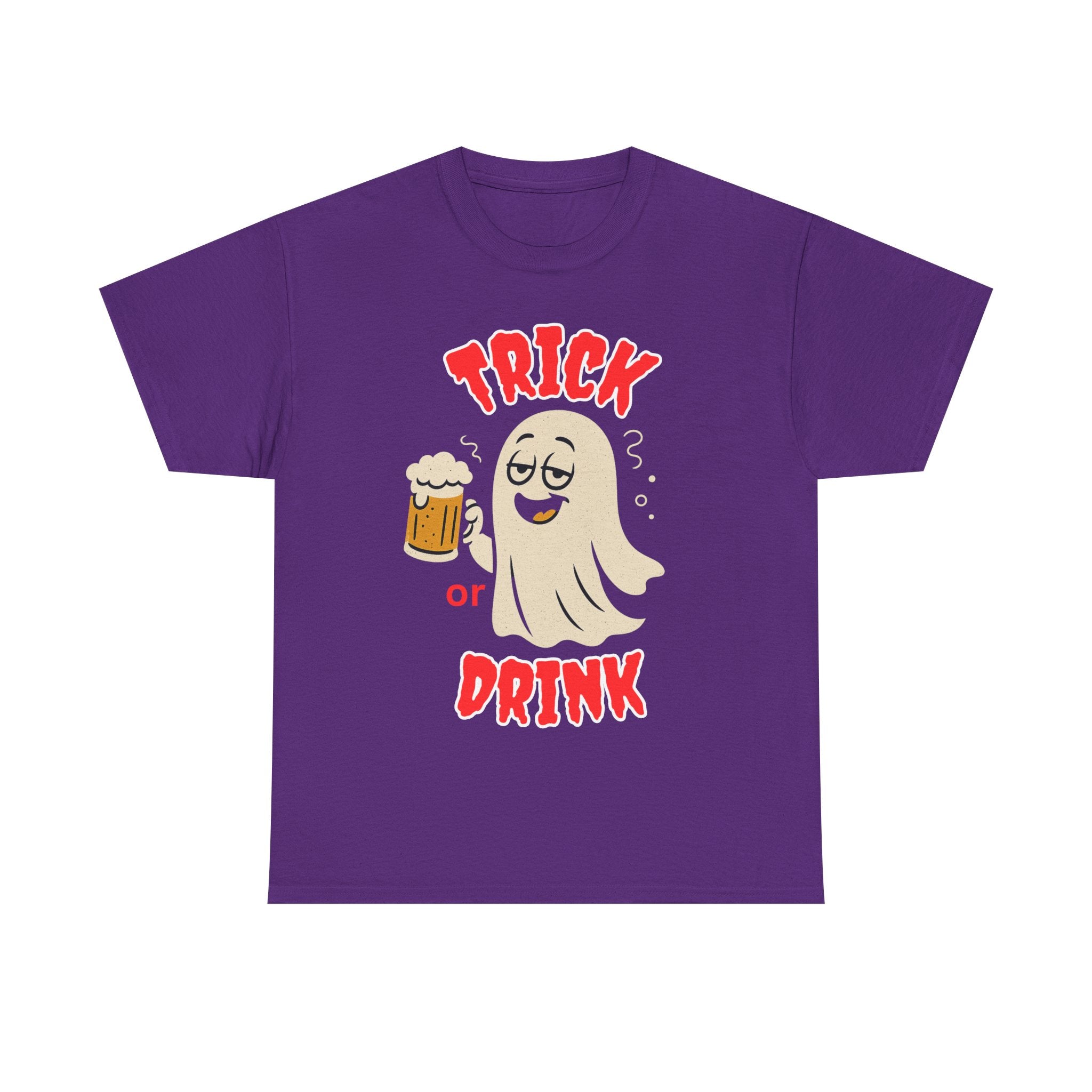 Halloween Ghost Tee - Trick or Drink Unisex Heavy Cotton T-Shirt, Funny Halloween Shirt, Halloween Party Wear, Ghost Lover Tee