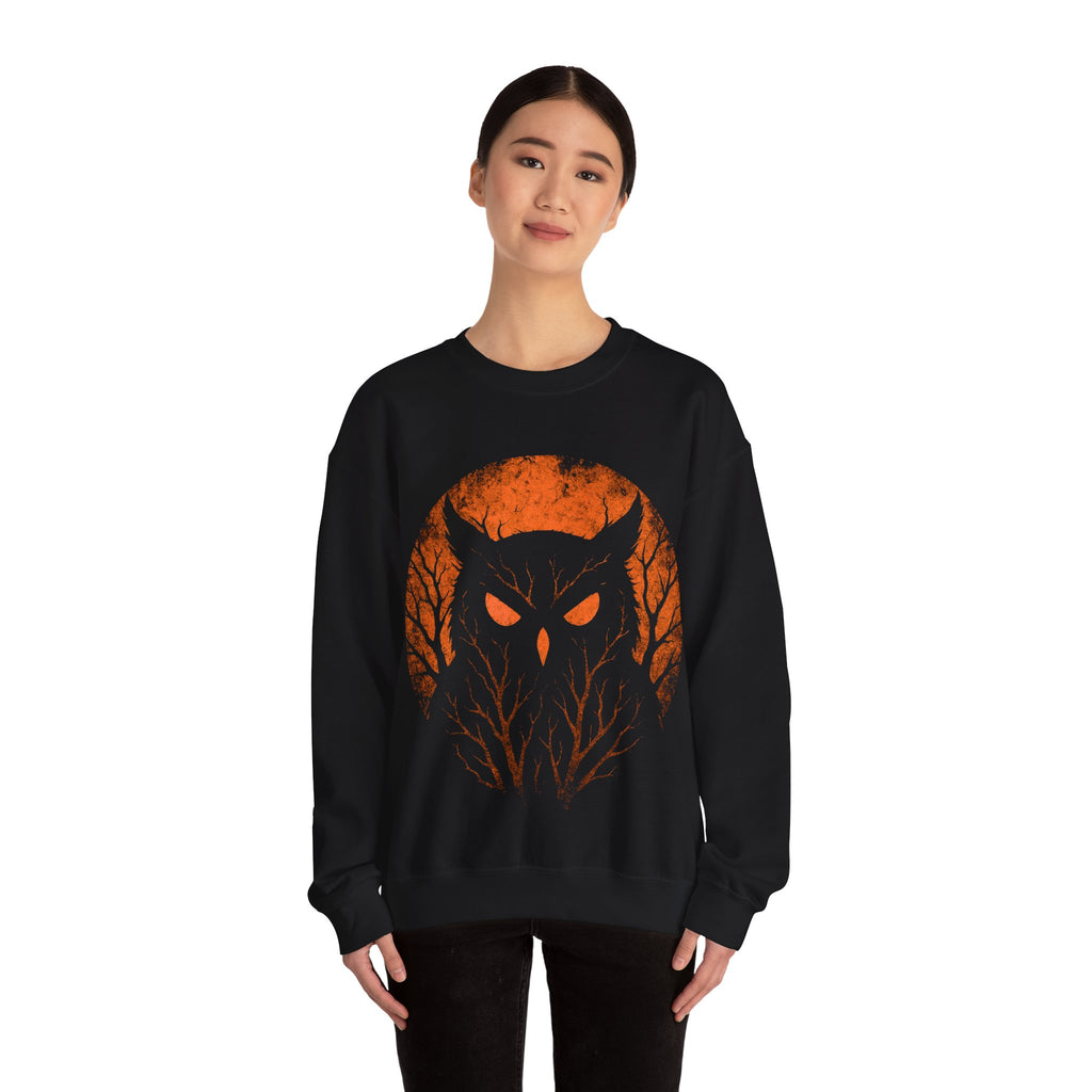 Mysterious Owl Crewneck Sweatshirt for Fall Celebrations