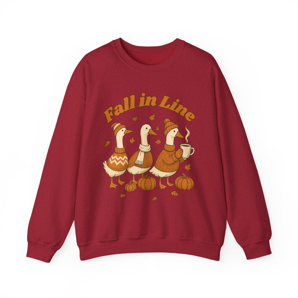 Autumn Vibes Crewneck Sweatshirt - 'Fall in Line' Goose Design