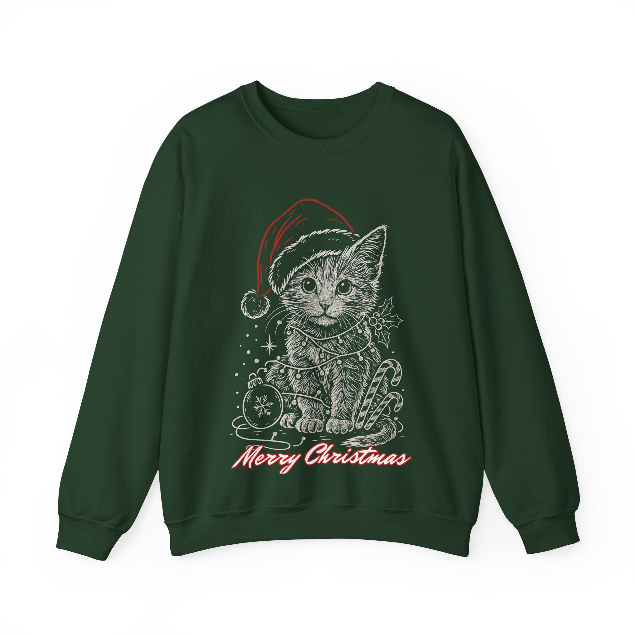 Christmas Kitten Sweatshirt — Merry Christmas Cat Holiday Crewneck