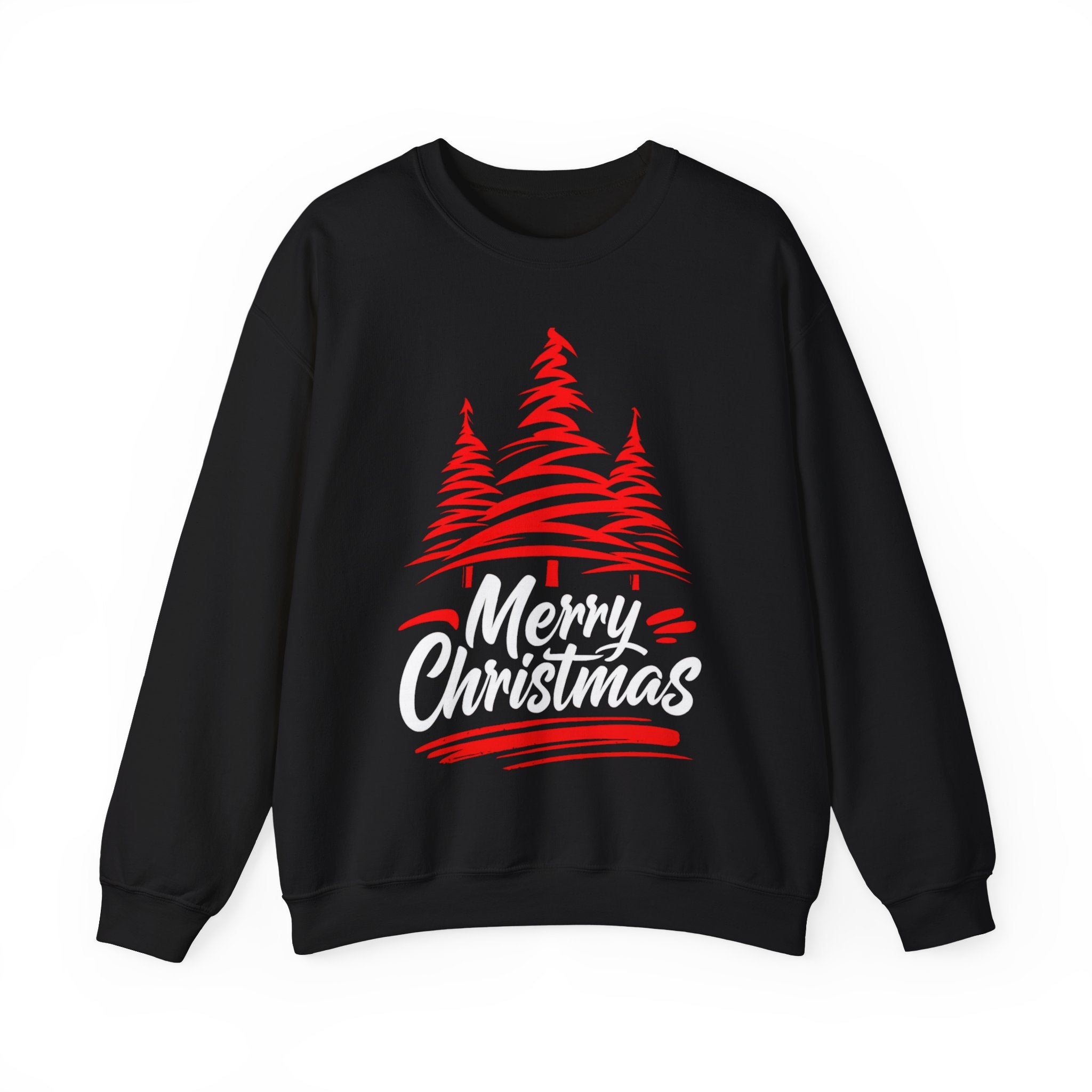 Merry Christmas Crewneck Sweatshirt — Red Tree Holiday Sweatshirt