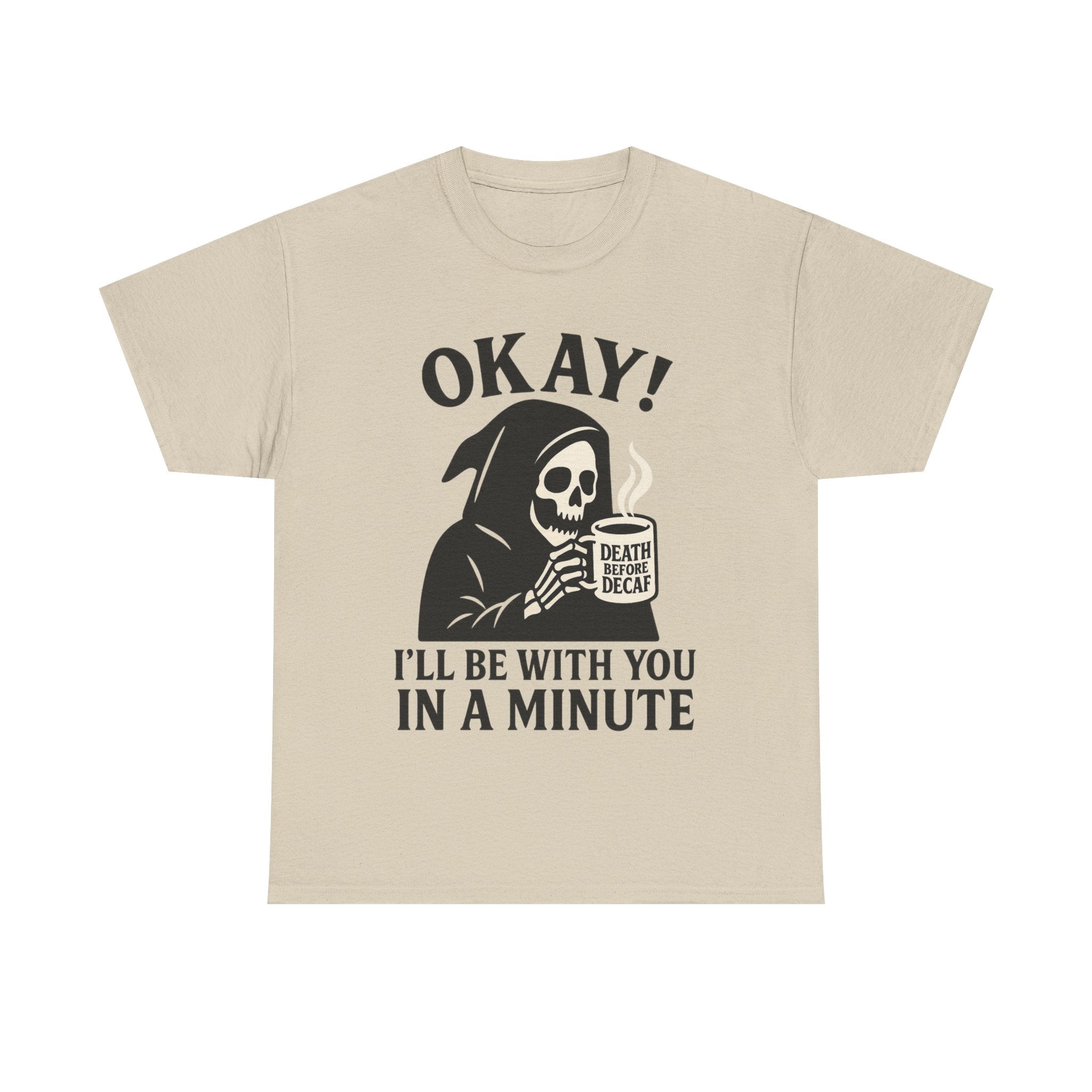 Funny Grim Reaper T-Shirt, Unisex Heavy Cotton Tee for Halloween, Gift for Friends, Skull Design, Quirky Casual Wear
