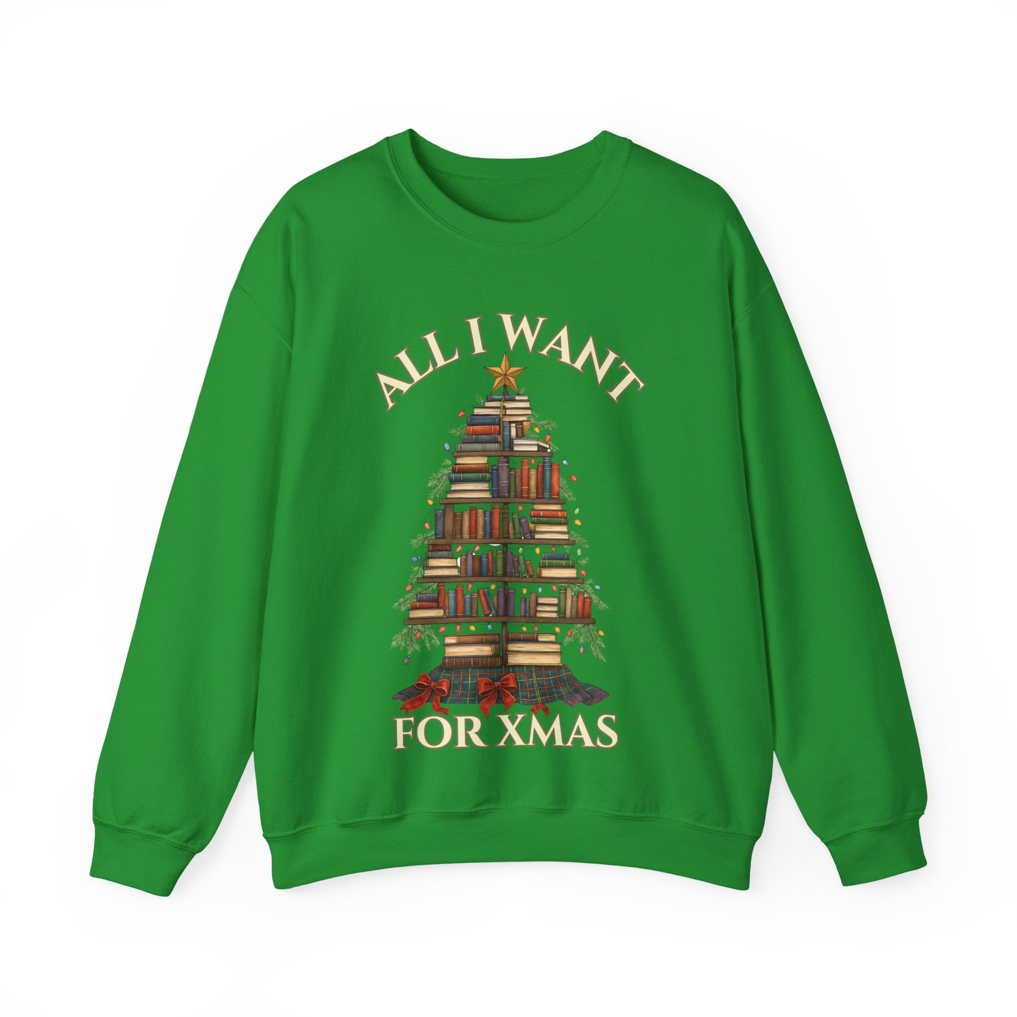 Christmas Book Lover Crewneck Sweatshirt - 'All I Want for XMAS'
