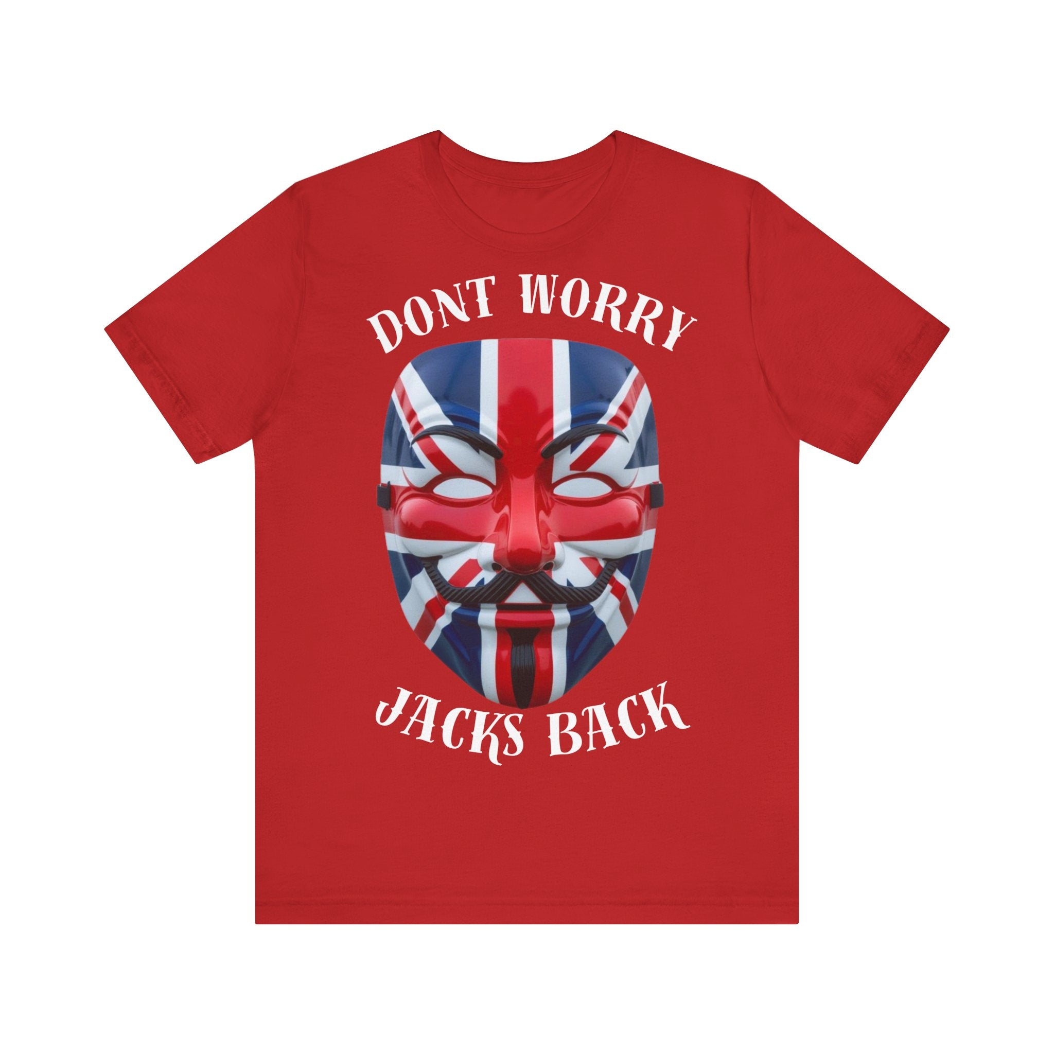 Patriotic Union Jack  UK Flag Mask Design Don't Worry Jacks Back Tee, Unique Fashion