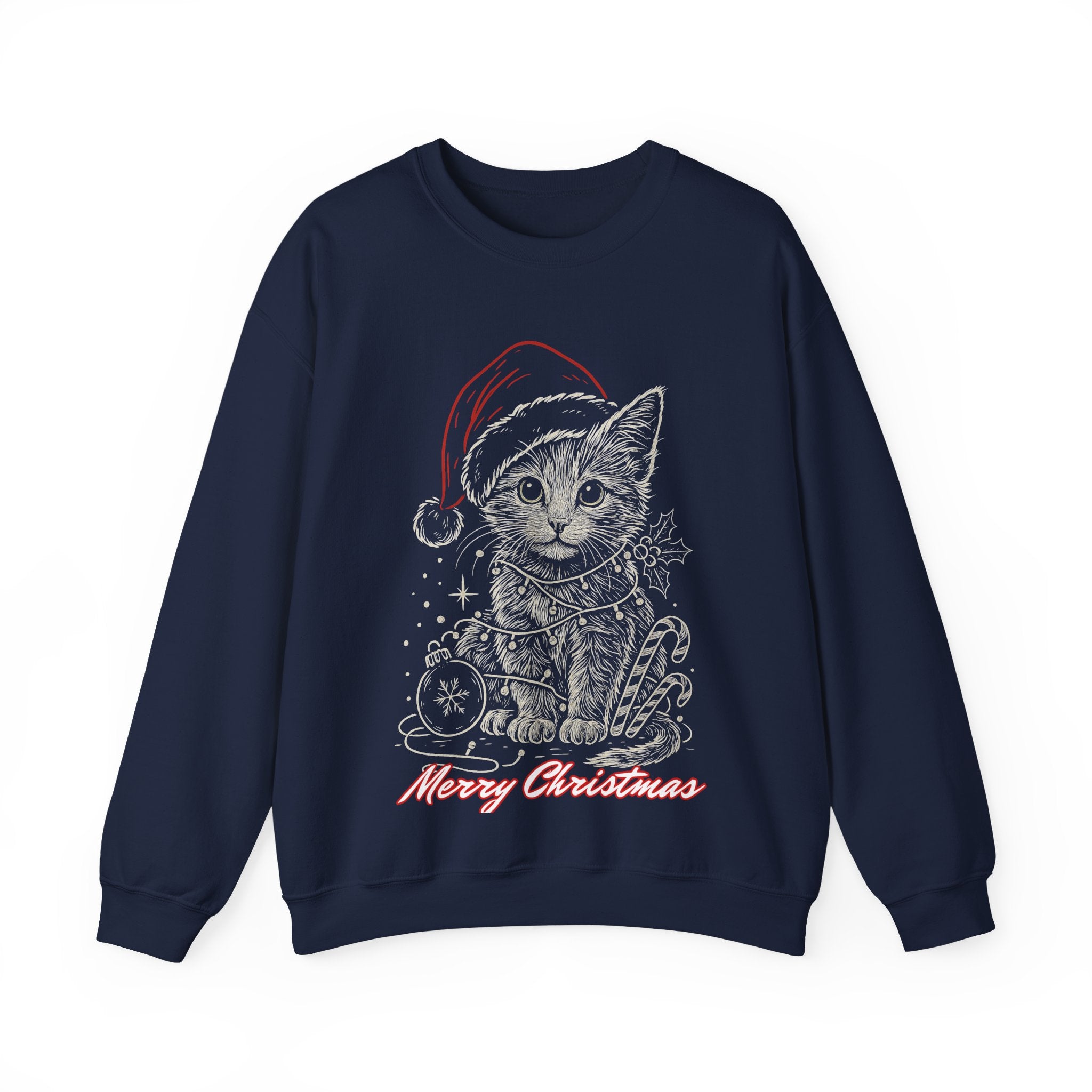 Christmas Kitten Sweatshirt — Merry Christmas Cat Holiday Crewneck