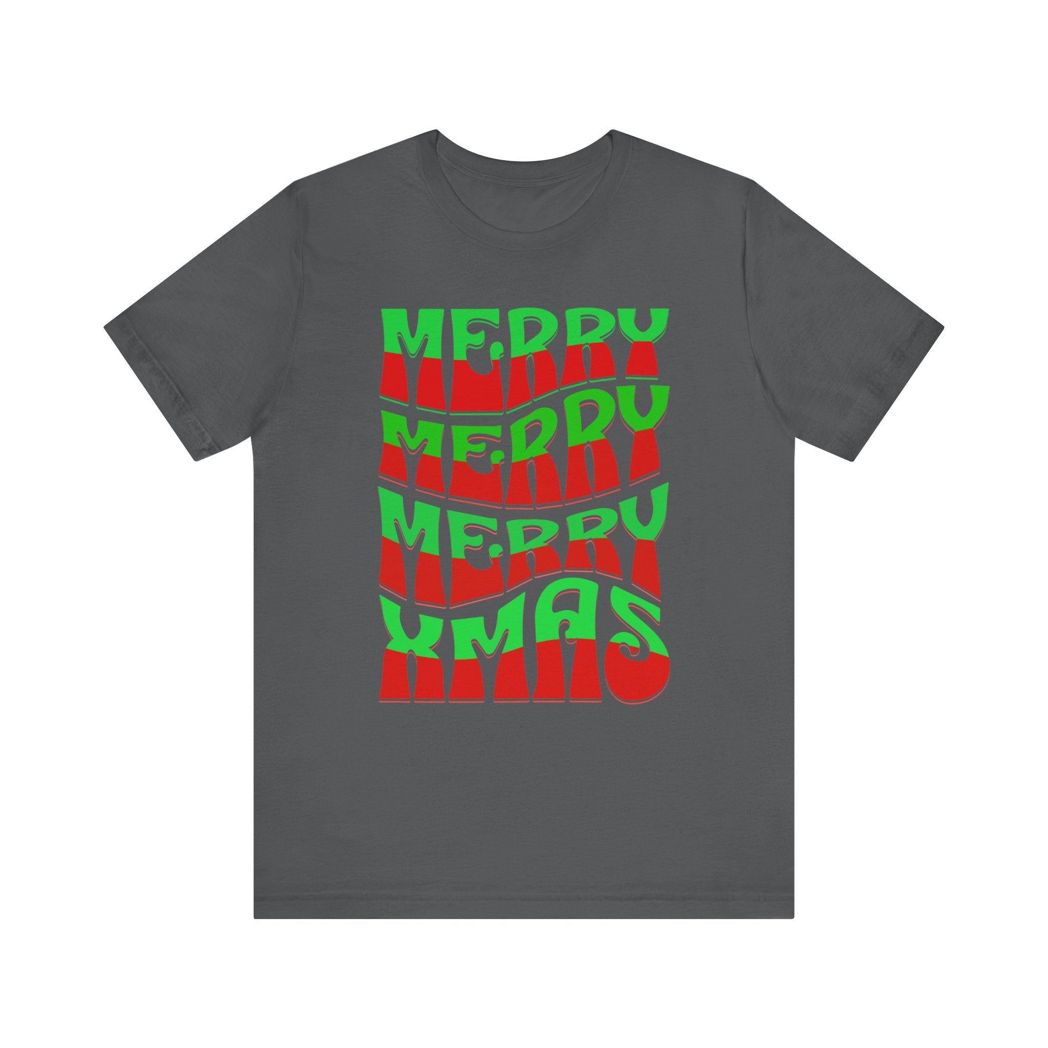 Merry Merry Merry Xmas T-Shirt — Retro Wavy Christmas Tee