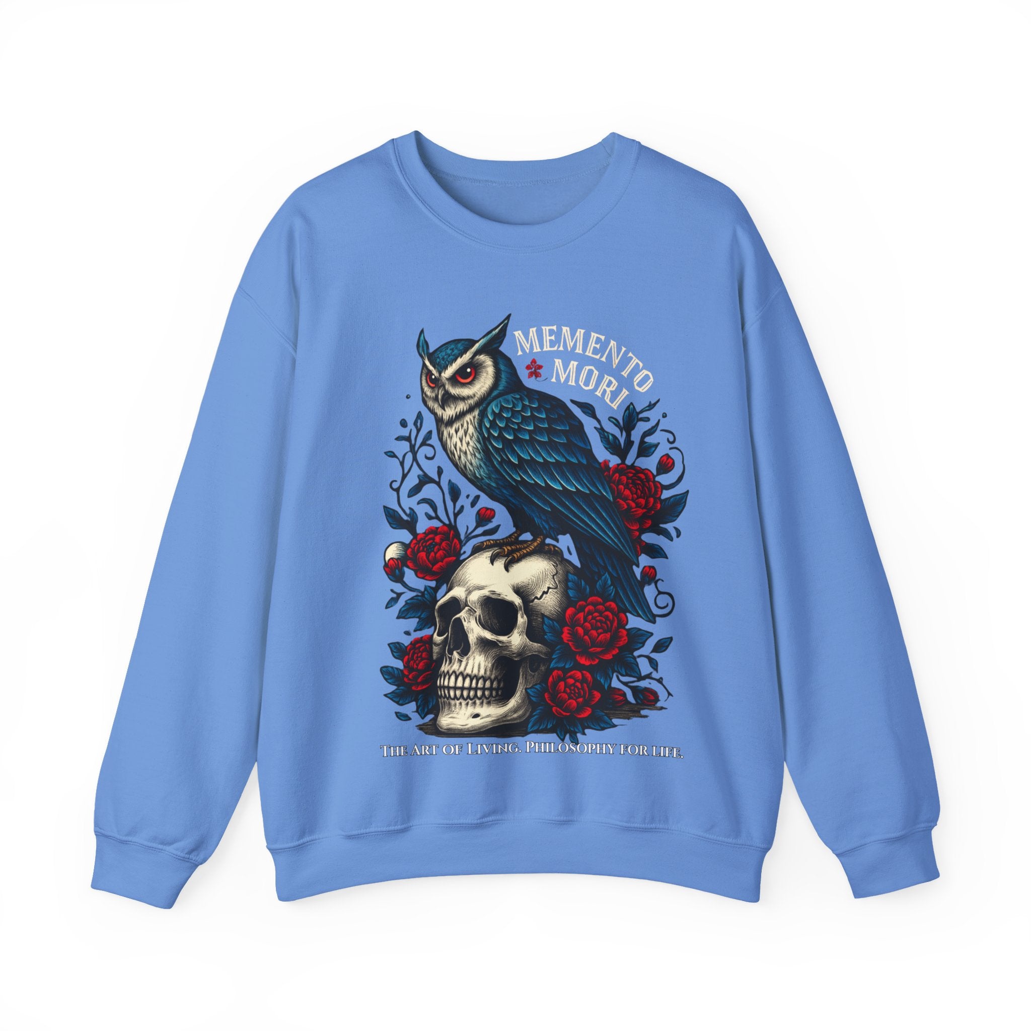Memento Mori Sweatshirt – Gothic Owl and Skull Sweater, Dark Academia Aesthetic, Philosophy Clothing, Vintage Tattoo Art Pullover, Gothic Gift
