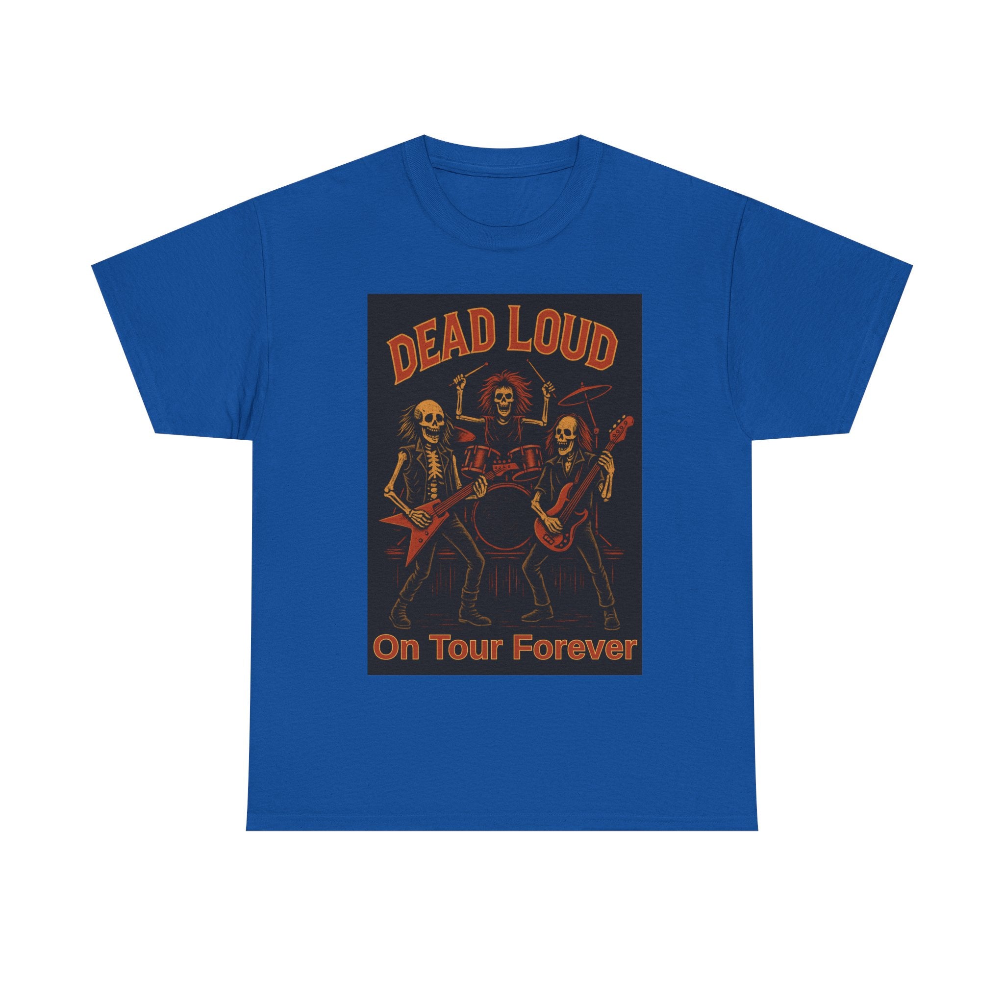 Rock Band Skeletons Tee | Dead Loud On Tour Forever | Unisex Cotton T-Shirt, Band Merch, Music Lover Gift, Halloween Apparel, Concert Shirt