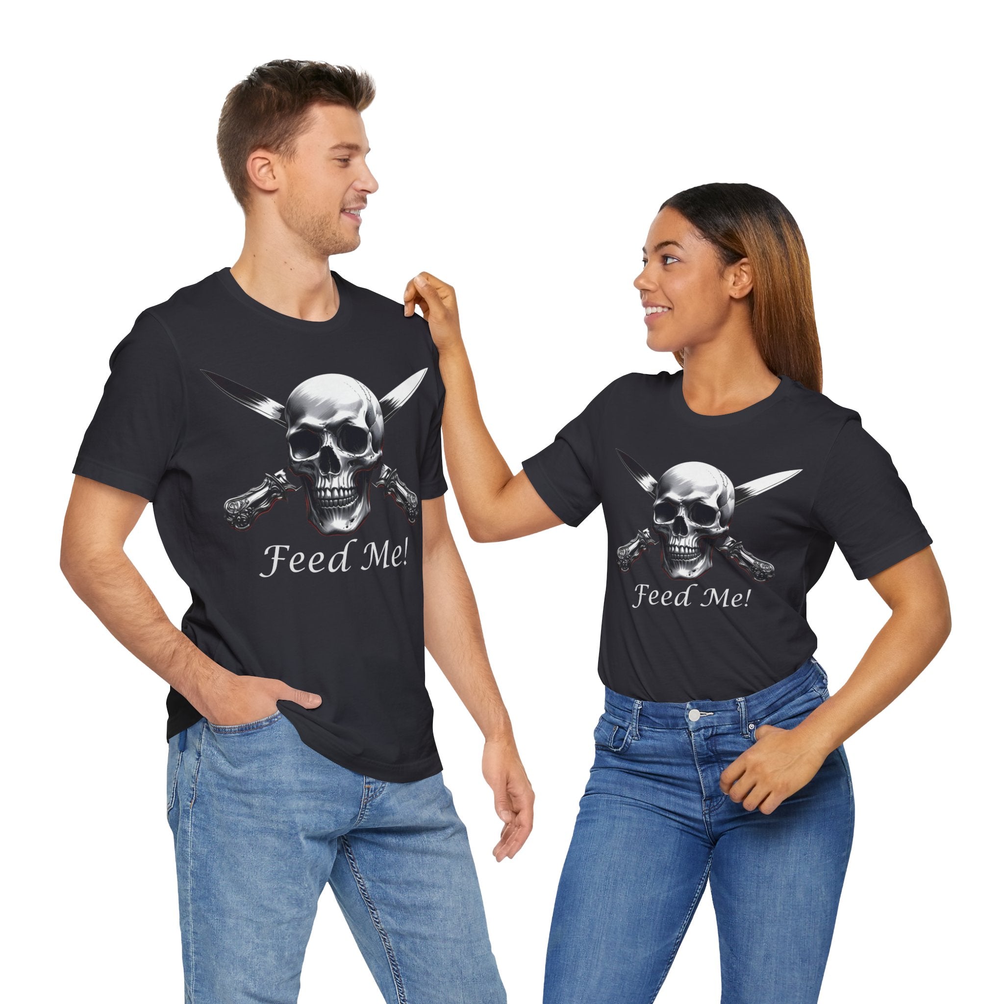 Skull Feed Me Tee, Edgy Graphic T-Shirt, Humour, Punk Fashion Shirt, Unisex Casual Wear