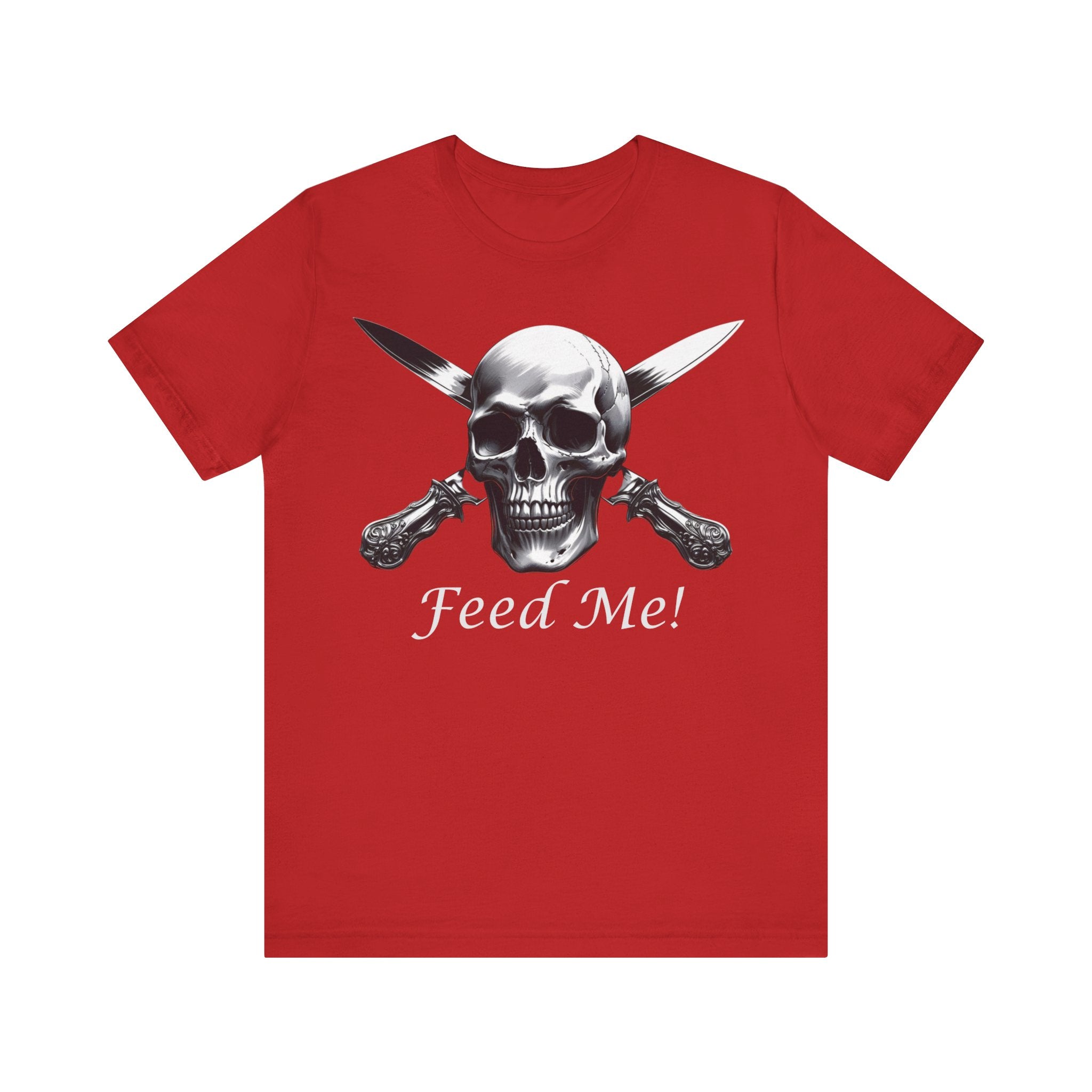Skull Feed Me Tee, Edgy Graphic T-Shirt, Humour, Punk Fashion Shirt, Unisex Casual Wear