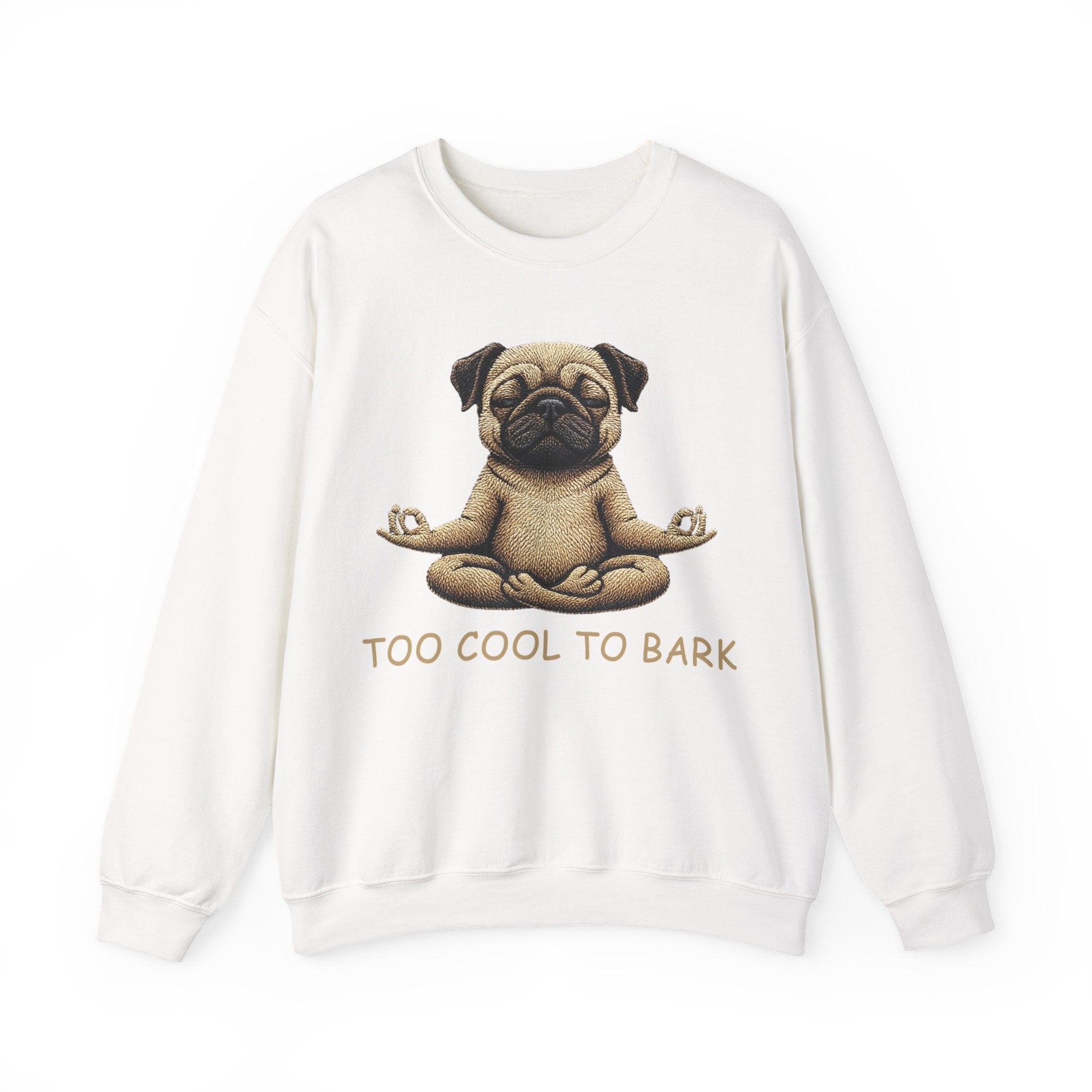 Pug Yoga Sweatshirt – "Too Cool to Bark" Cozy Crewneck