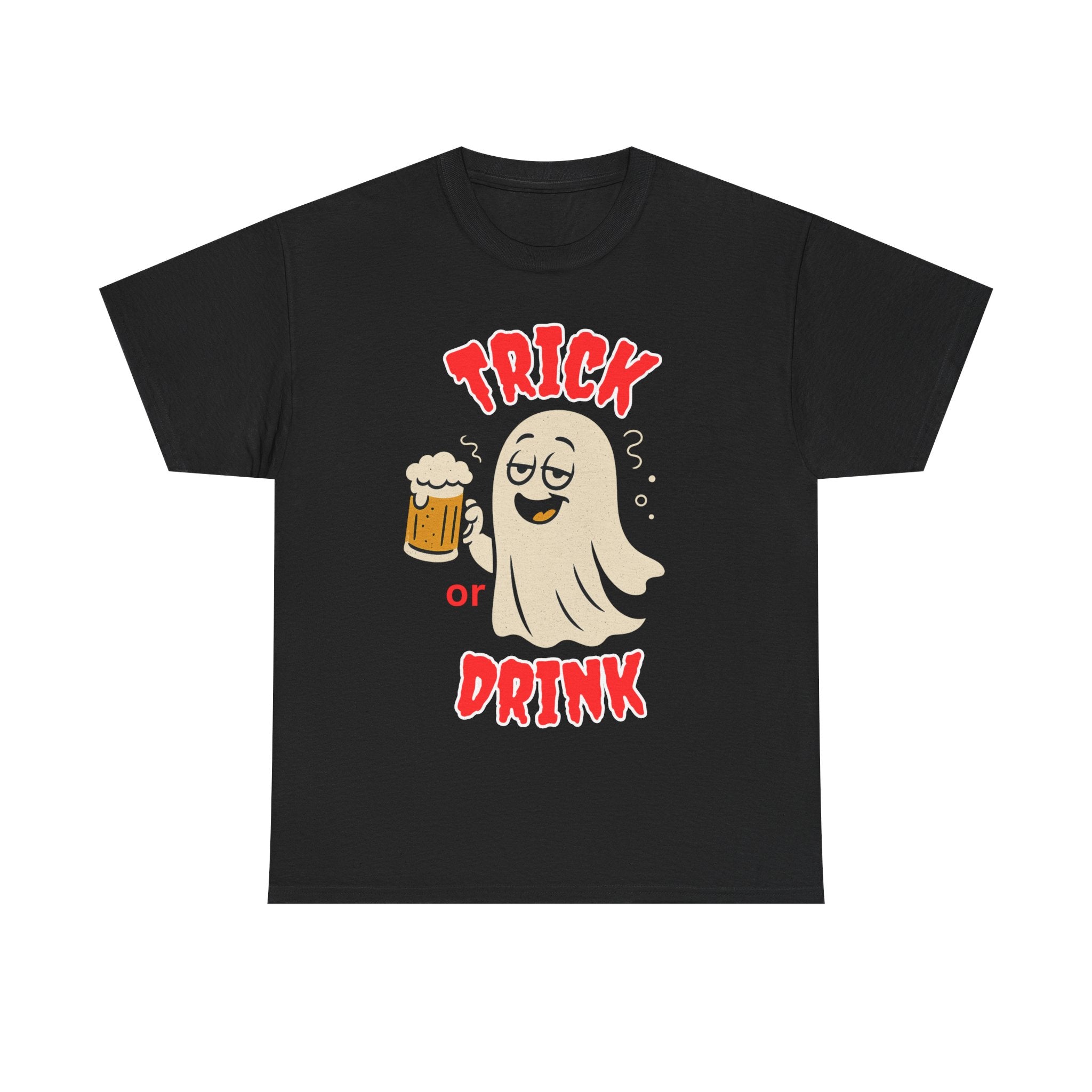 Halloween Ghost Tee - Trick or Drink Unisex Heavy Cotton T-Shirt, Funny Halloween Shirt, Halloween Party Wear, Ghost Lover Tee