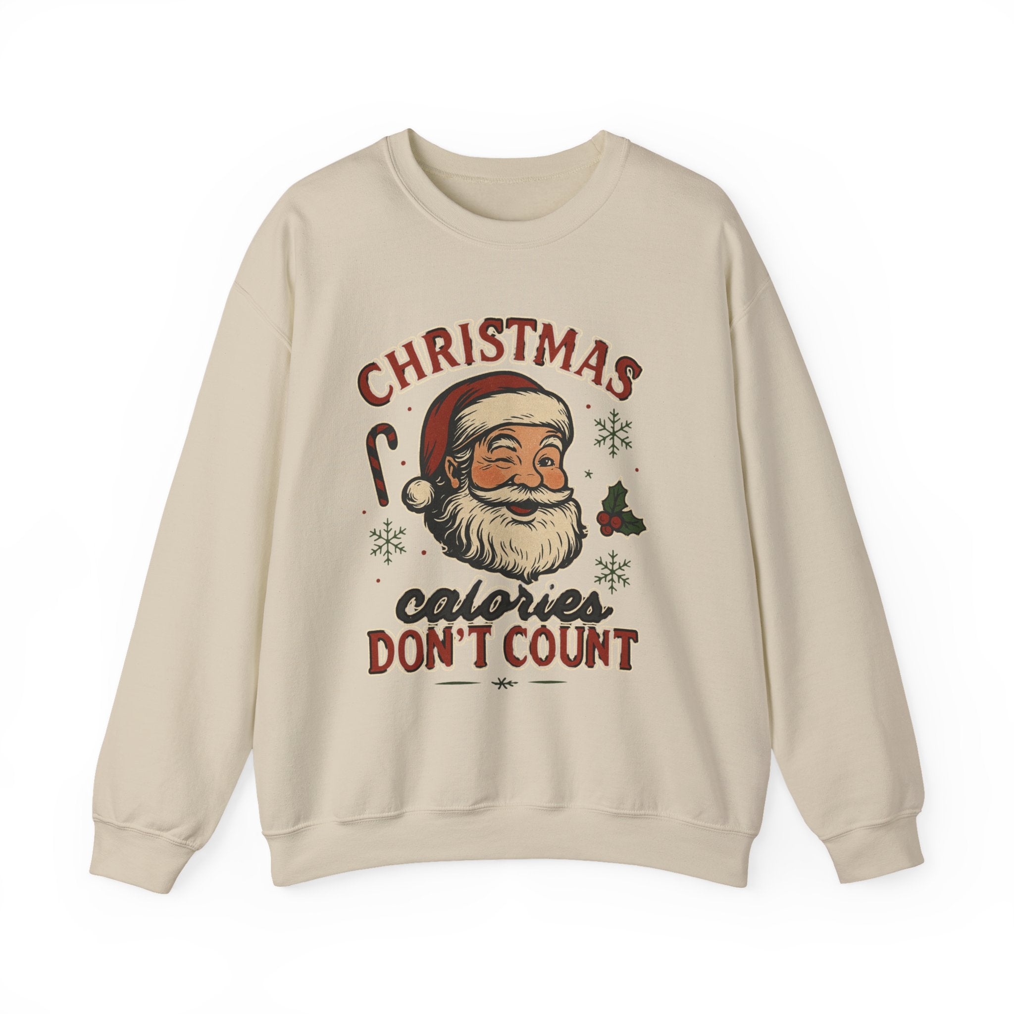 Christmas 'Calories Don't Count' Sweatshirt – Retro Santa Holiday Crewneck
