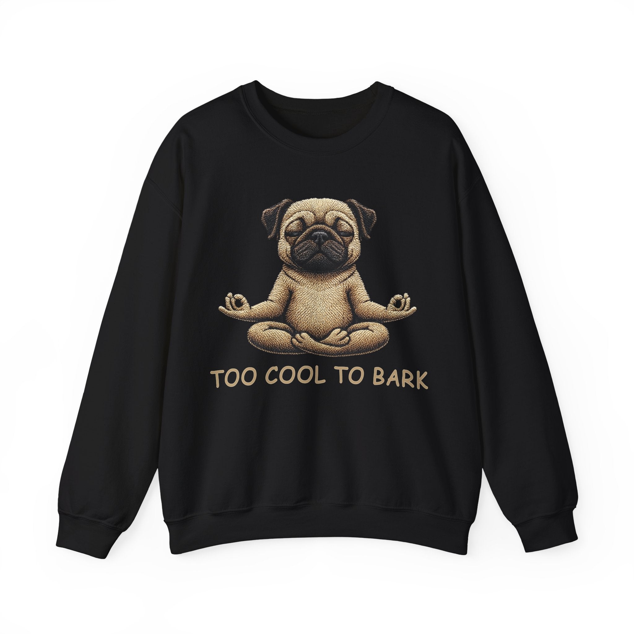 Pug Yoga Sweatshirt – "Too Cool to Bark" Cozy Crewneck