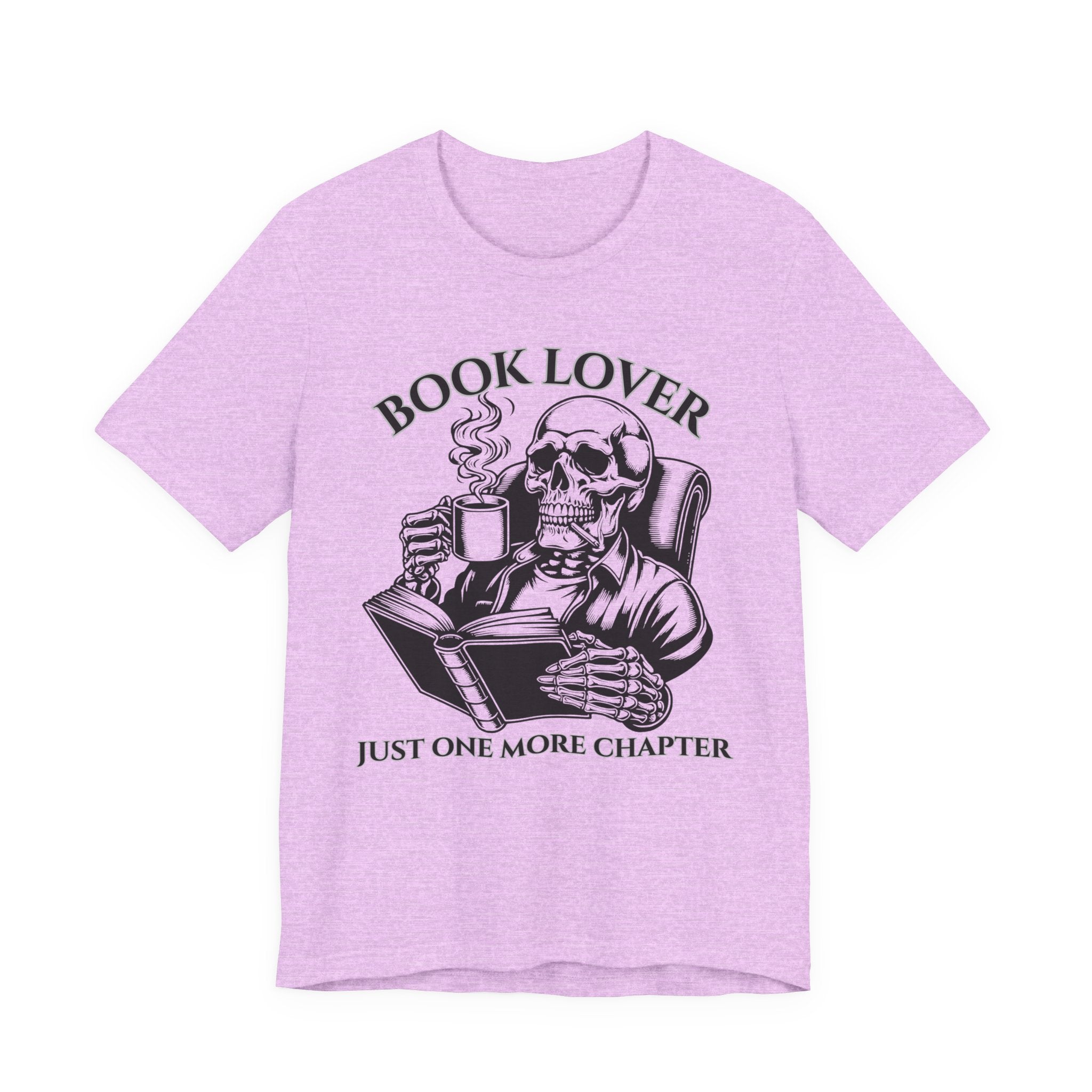 Book Lover Tee — 'Just One More Chapter' Skull Reading Shirt