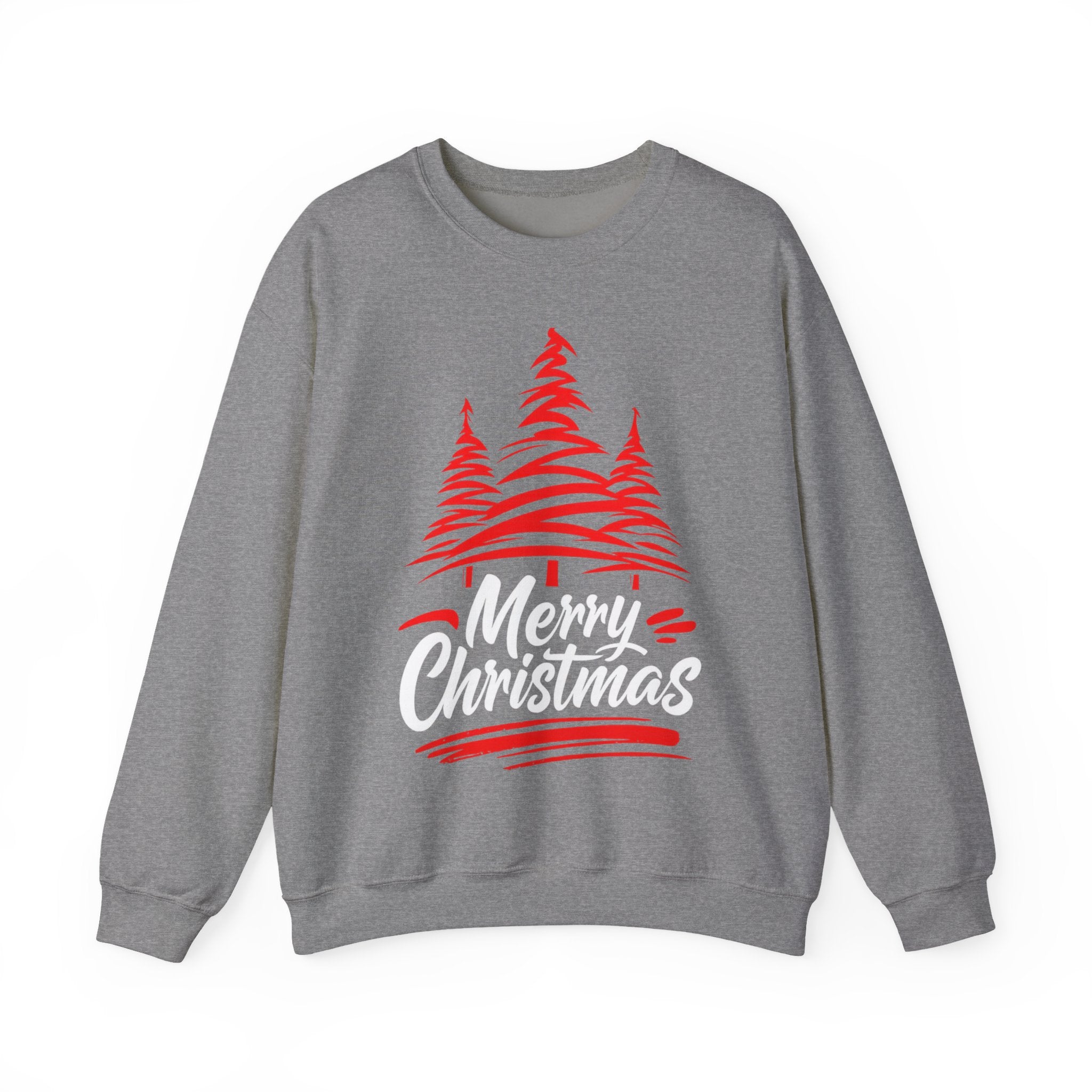 Merry Christmas Crewneck Sweatshirt — Red Tree Holiday Sweatshirt