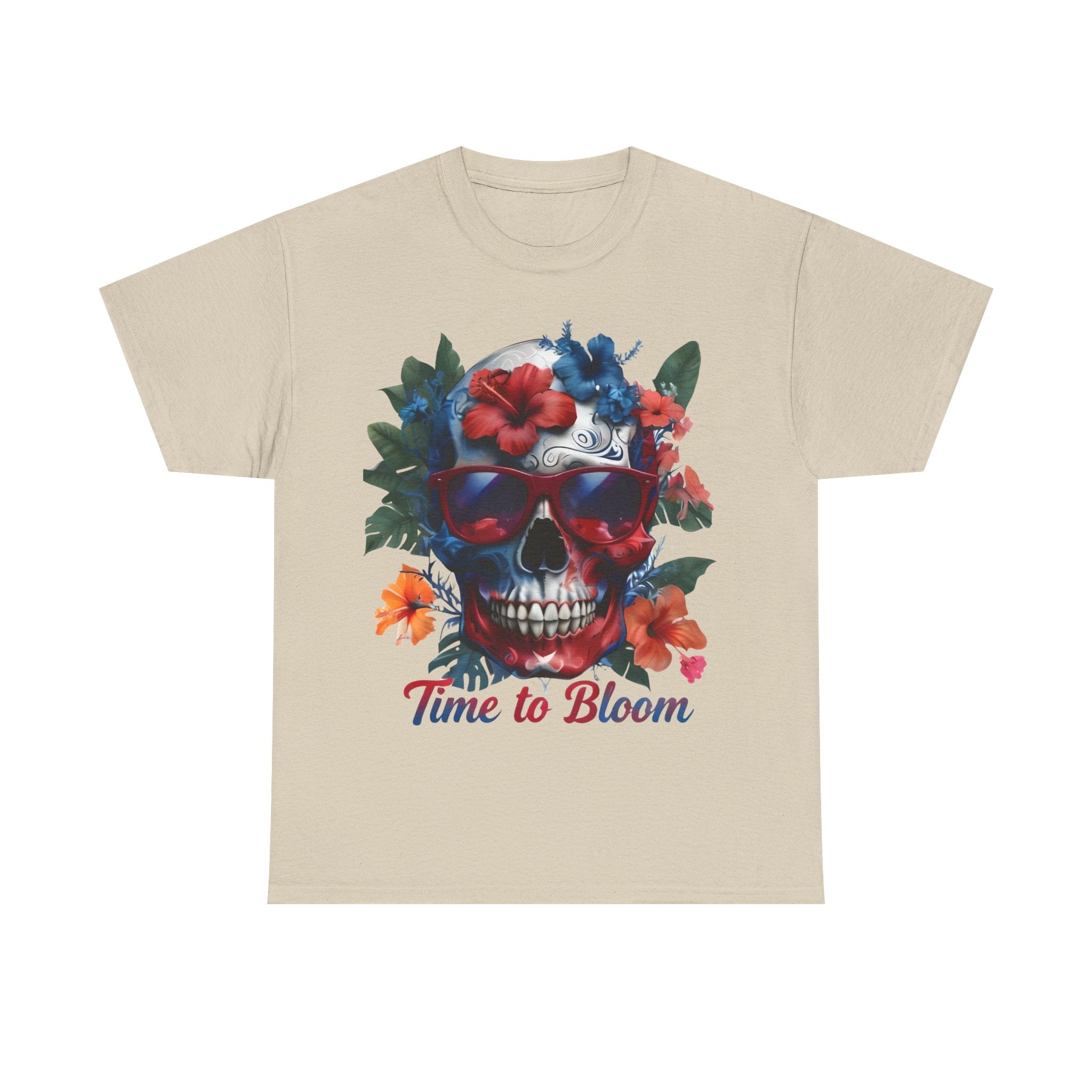 Skull Floral Tee - Time to Bloom, Unisex T-Shirt, Graphic Tee, Gift for Flower Lovers, Vintage Style Apparel