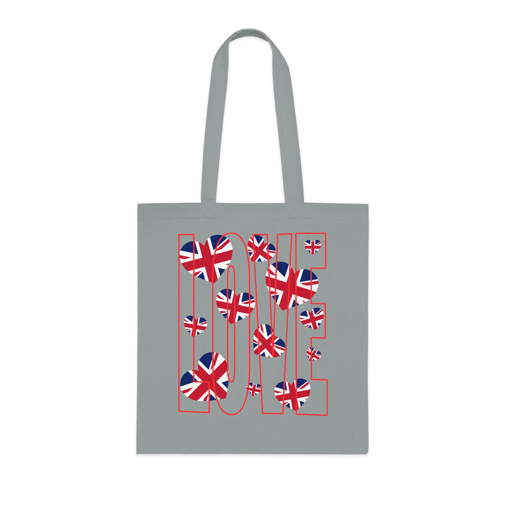 Union Jack Love Tote Bag | Stylish Reusable Cotton Canvas | Perfect for Shopping, Gifts, or Celebrations