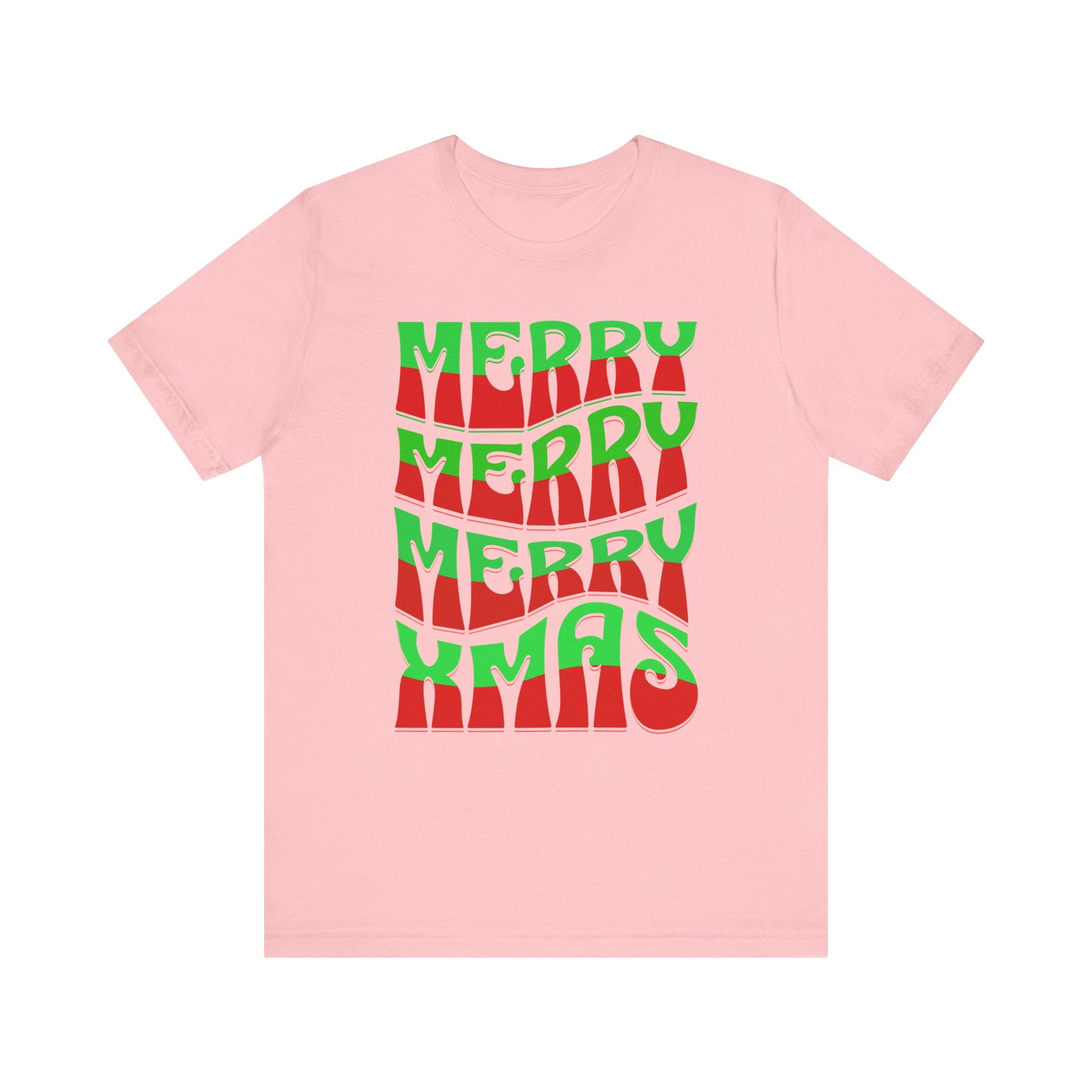 Merry Merry Merry Xmas T-Shirt — Retro Wavy Christmas Tee