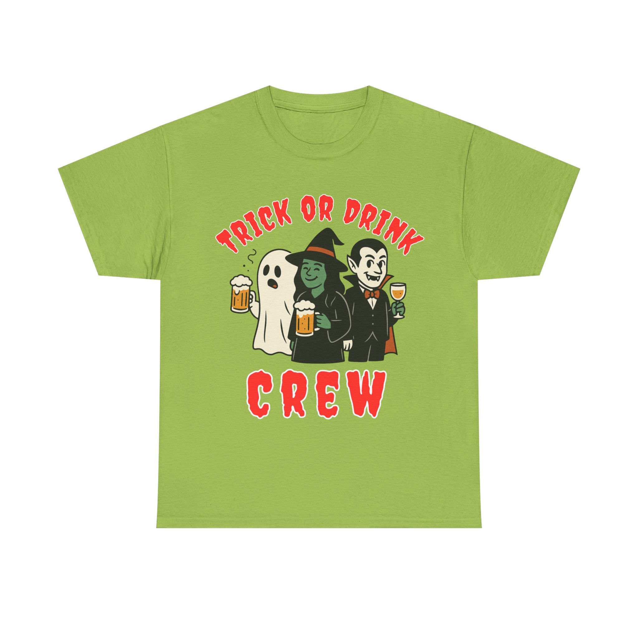 Halloween Party Tee, Trick or Drink Crew Shirt, Unisex Cotton T-Shirt, Spooky Graphic Tee, Fall Celebration Apparel