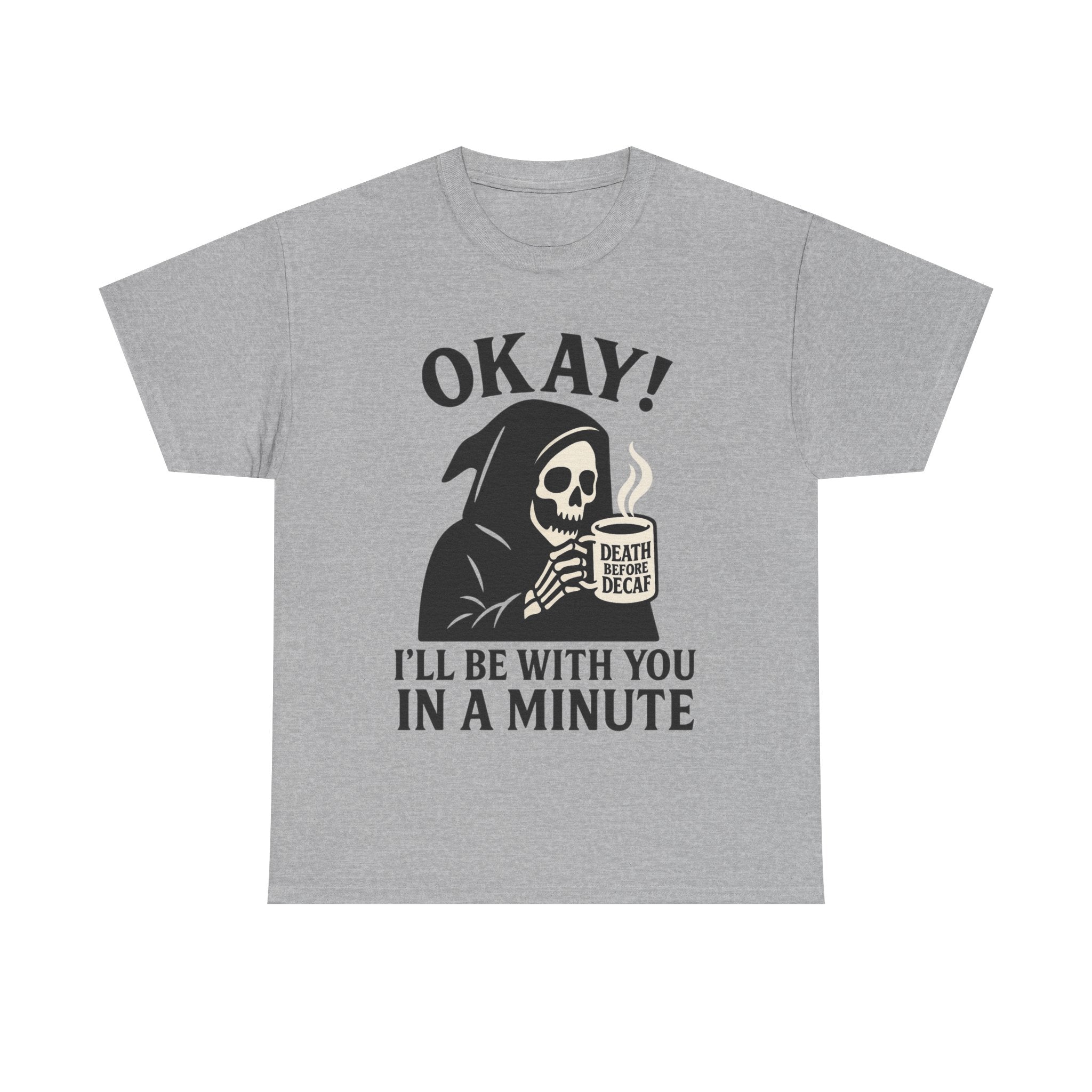Funny Grim Reaper T-Shirt, Unisex Heavy Cotton Tee for Halloween, Gift for Friends, Skull Design, Quirky Casual Wear